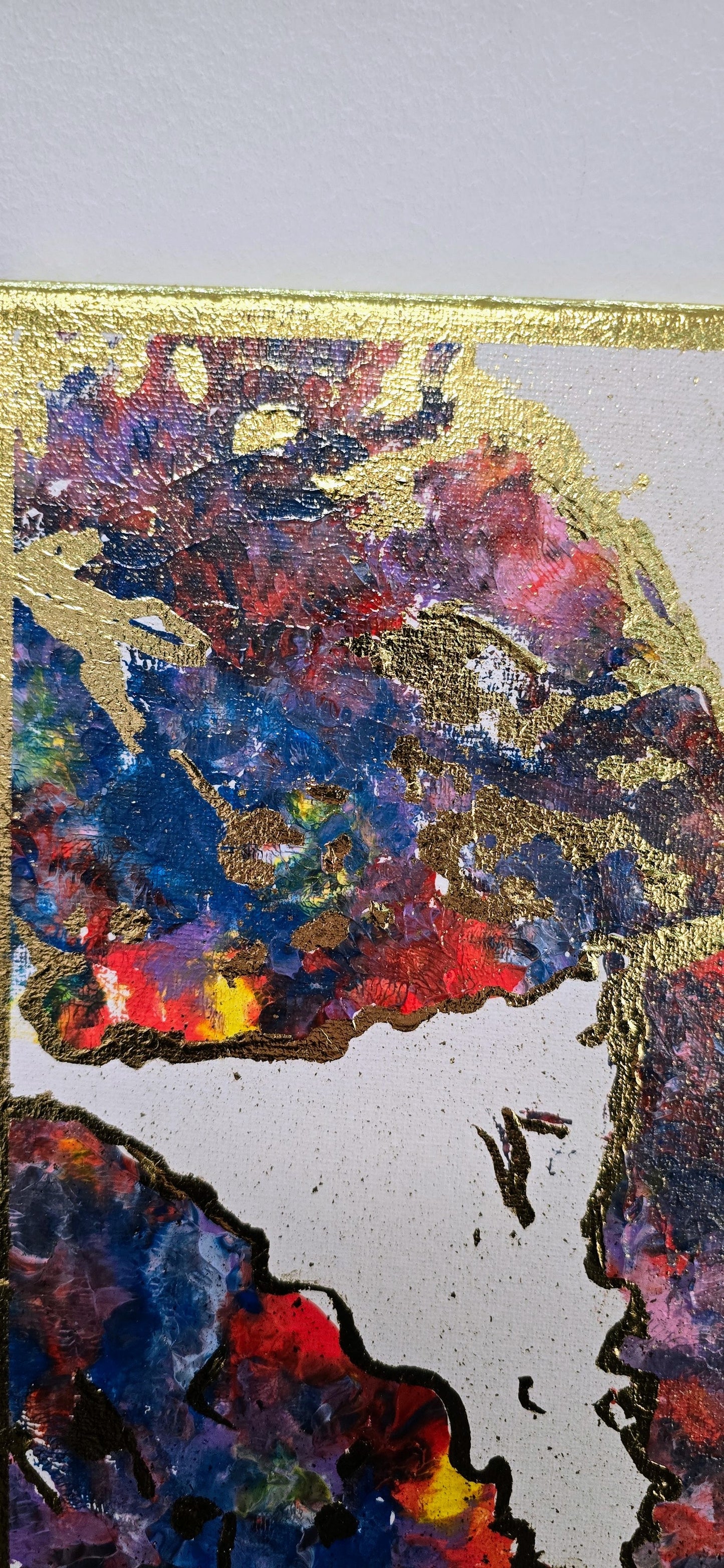 Alokazja w Blasku Złota – Obraz Abstrakcyjny Mixed Media 40x50 cm
