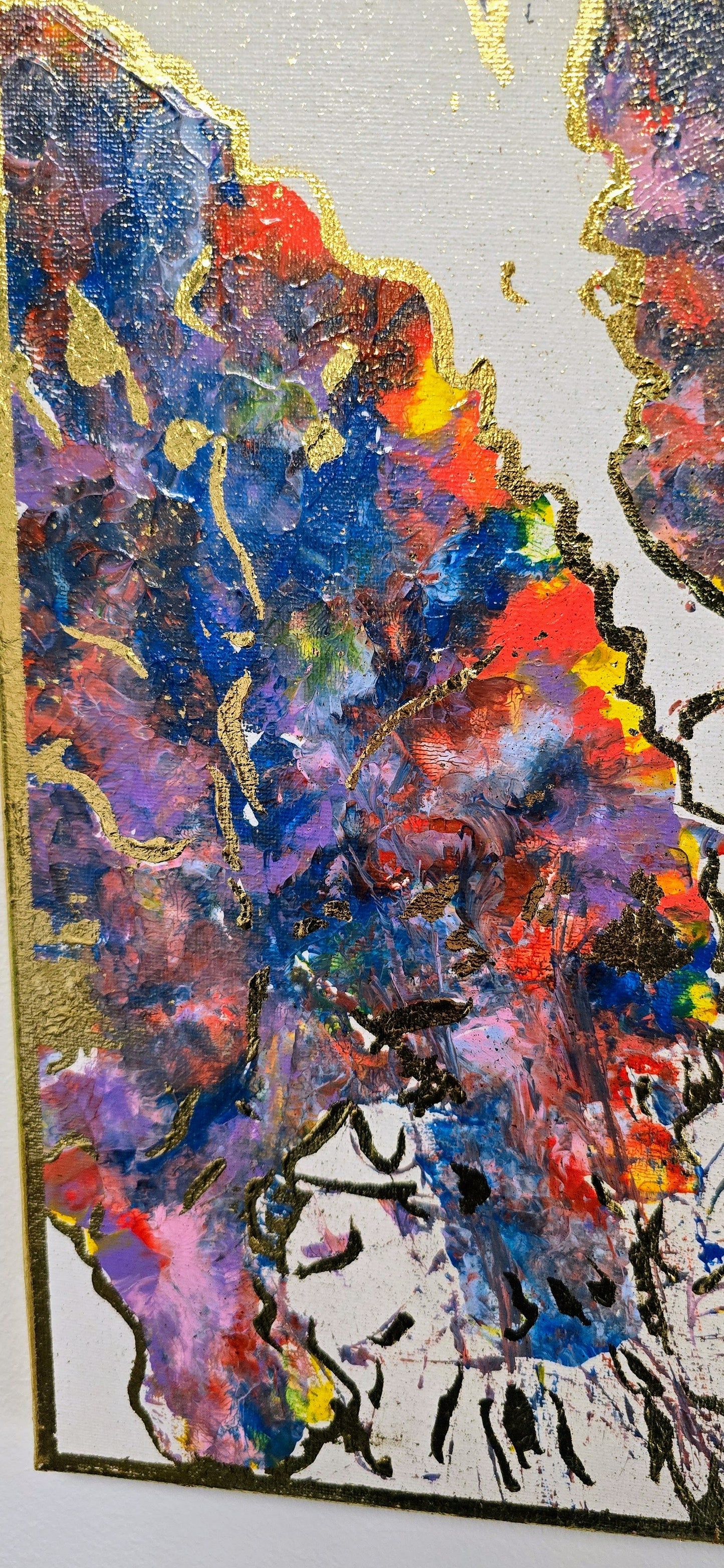 Alokazja w Blasku Złota – Obraz Abstrakcyjny Mixed Media 40x50 cm