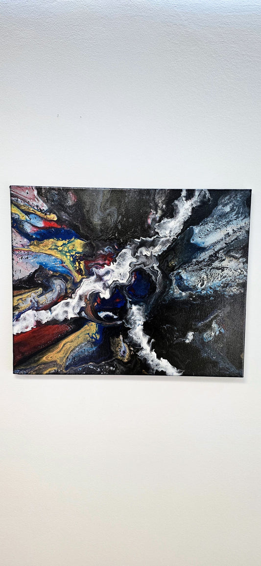 Zderzenie Galaktyk – Obraz Abstrakcyjny Pouring Art 40x50 cm