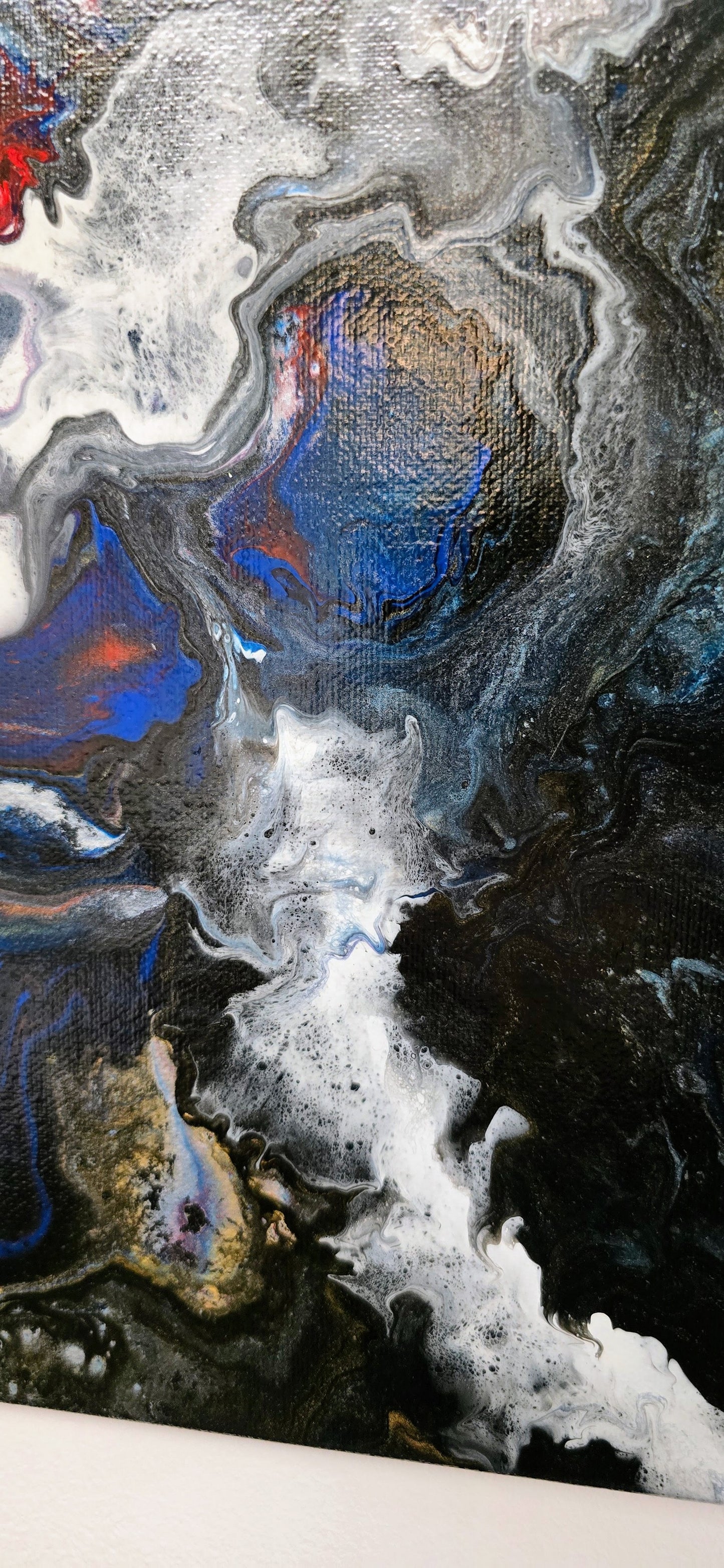 Zderzenie Galaktyk – Obraz Abstrakcyjny Pouring Art 40x50 cm