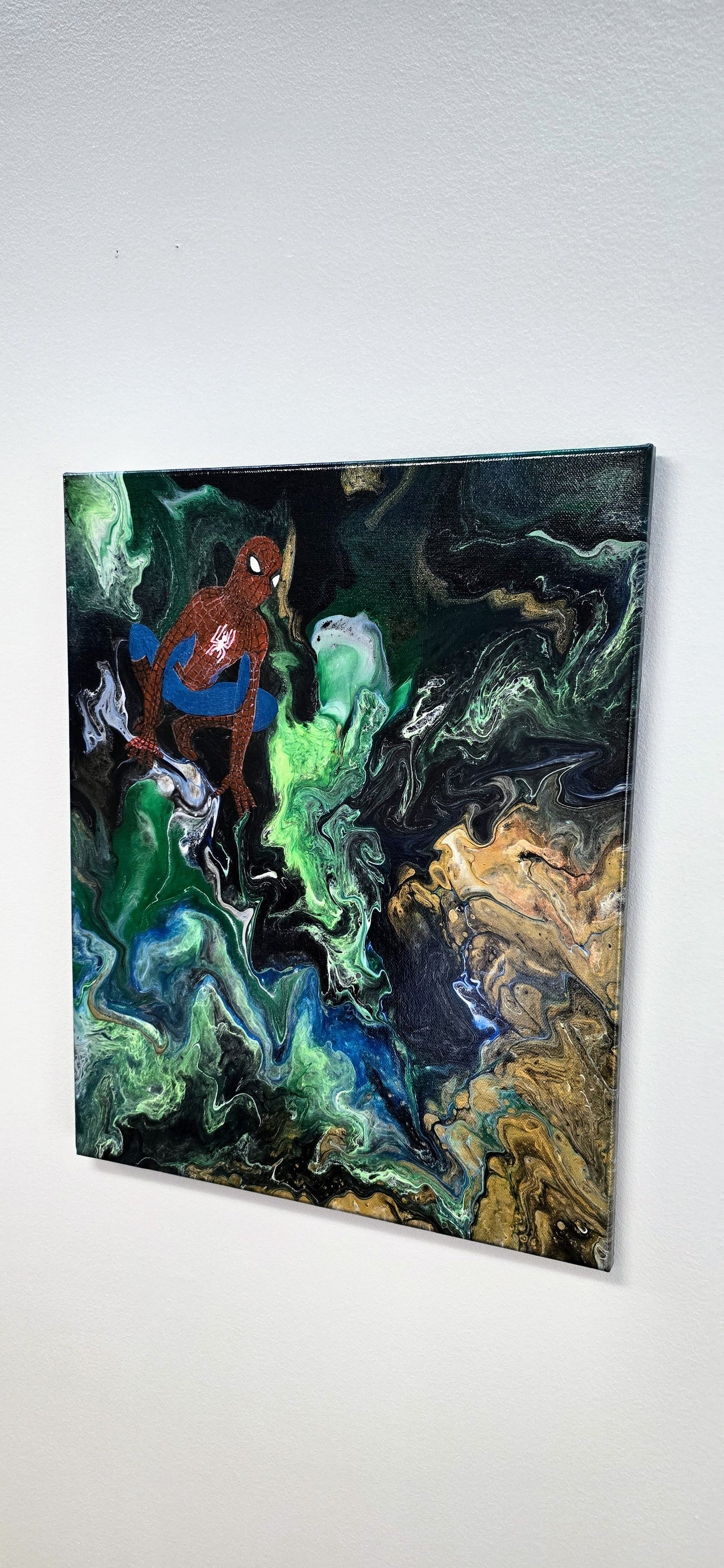 Spider-Man w Kosmosie – Obraz Mixed Media Pouring Art 40x50 cm