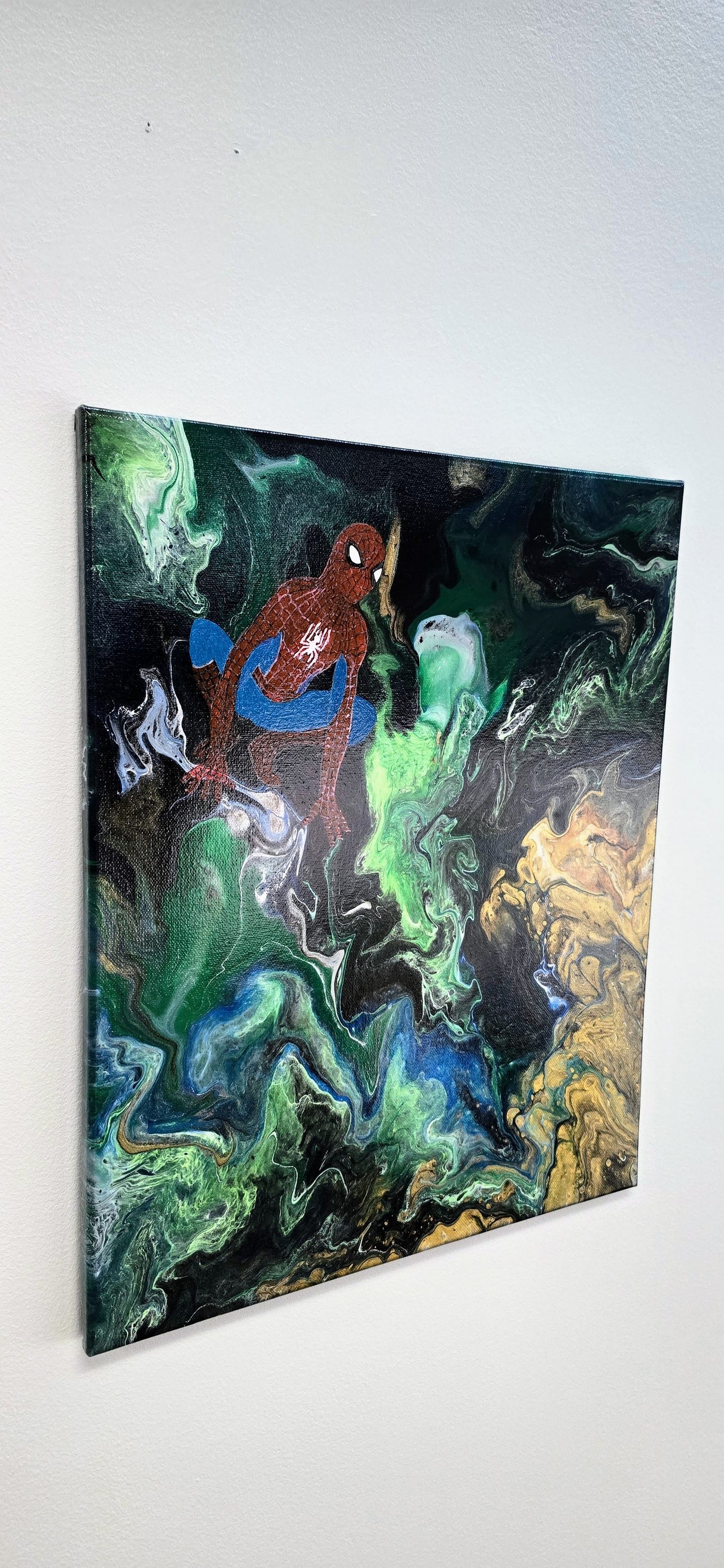 Spider-Man w Kosmosie – Obraz Mixed Media Pouring Art 40x50 cm