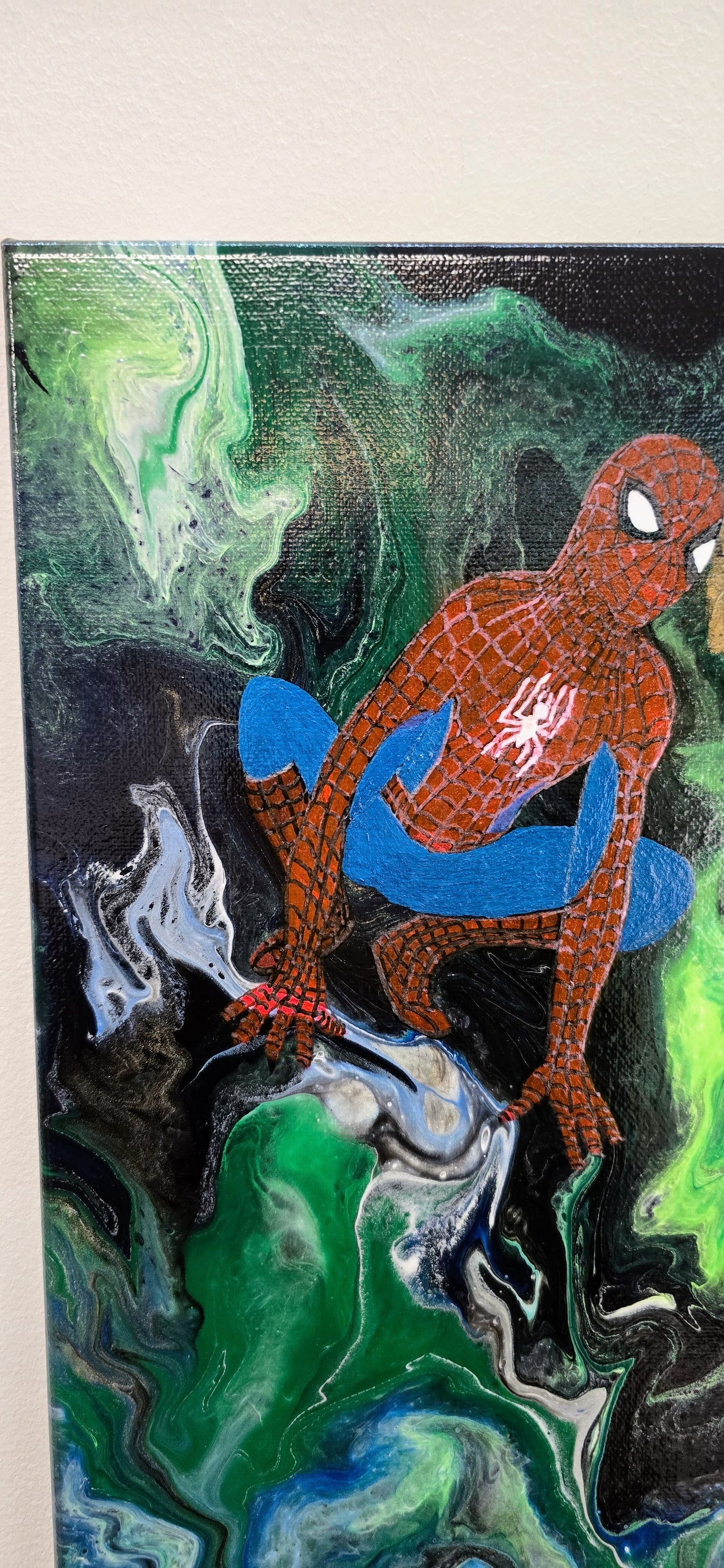 Spider-Man w Kosmosie – Obraz Mixed Media Pouring Art 40x50 cm