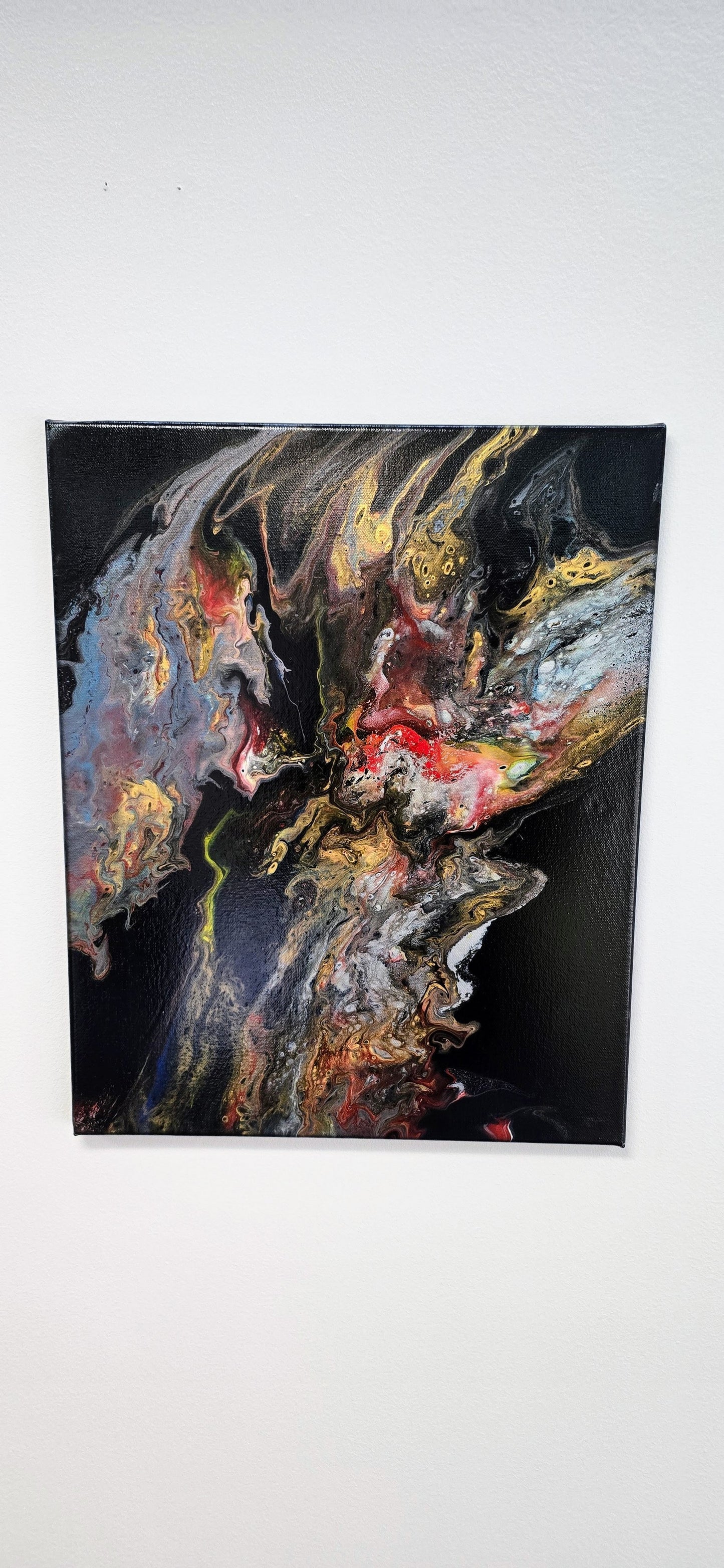 Erupcja Ciemności – Obraz Abstrakcyjny Pouring Art 40x50 cm