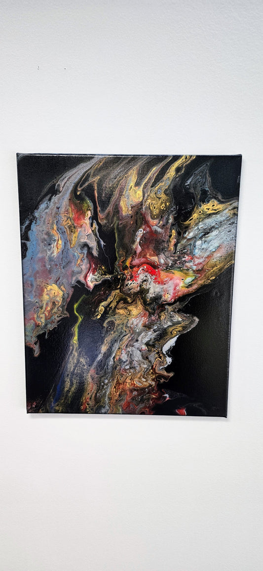Eruption of Darkness - Abstract Pouring Art Painting 40x50 cm