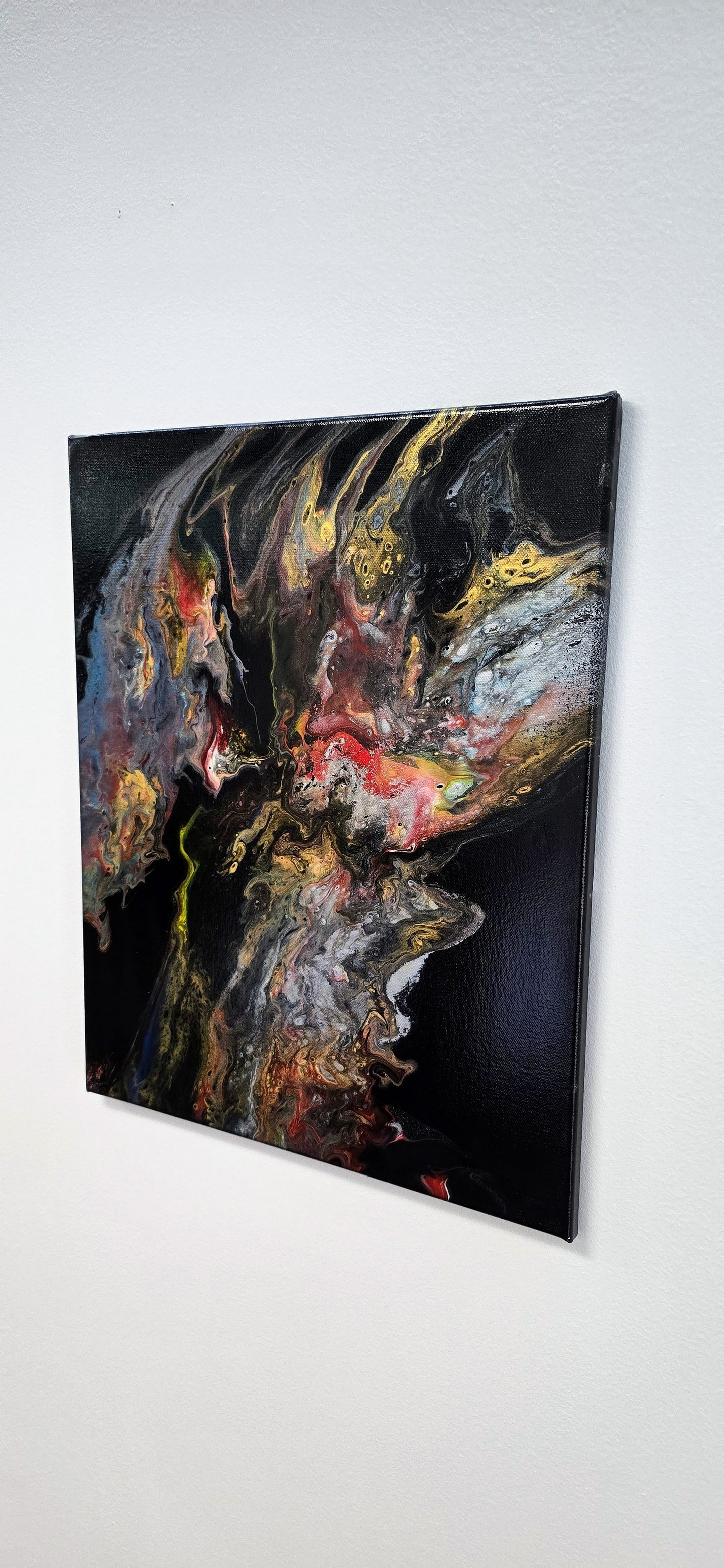Erupcja Ciemności – Obraz Abstrakcyjny Pouring Art 40x50 cm