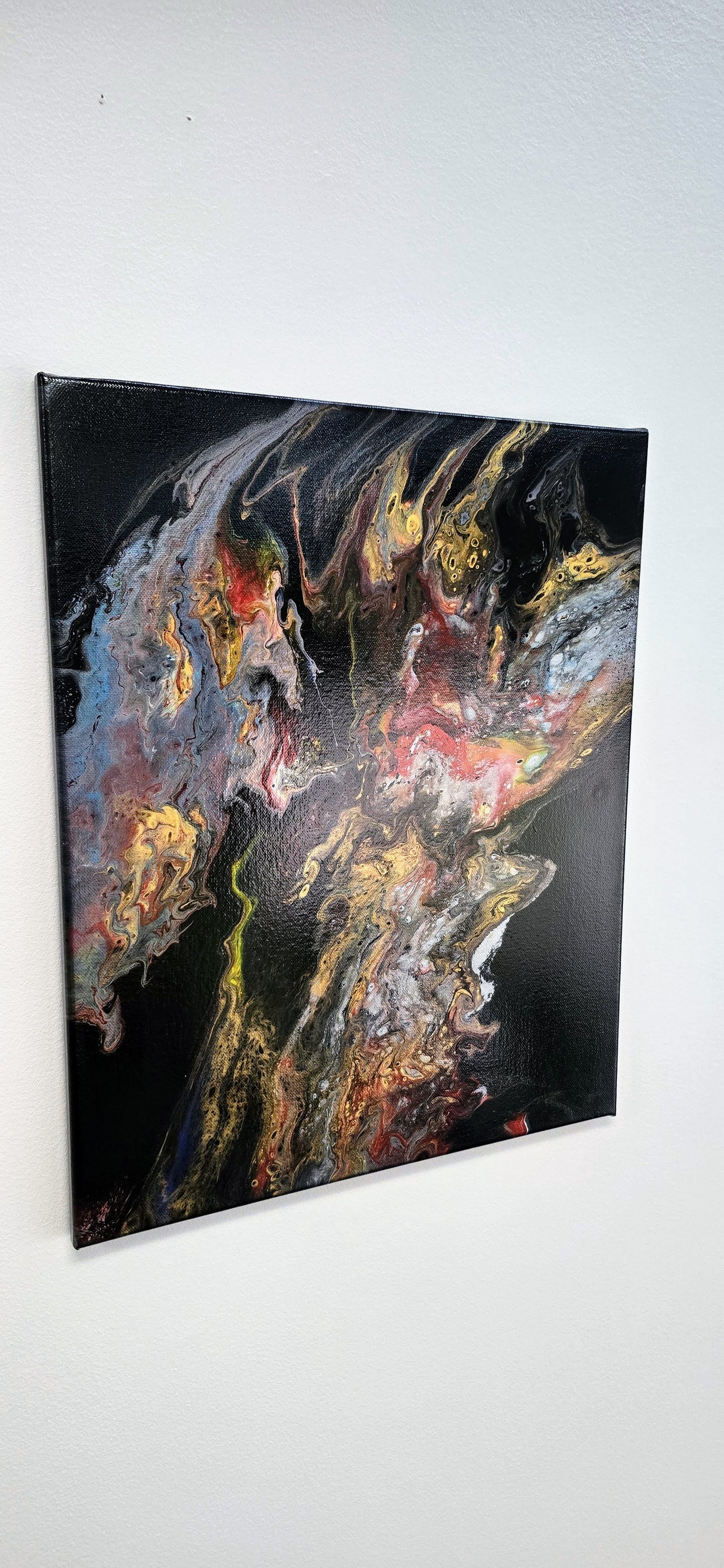 Erupcja Ciemności – Obraz Abstrakcyjny Pouring Art 40x50 cm