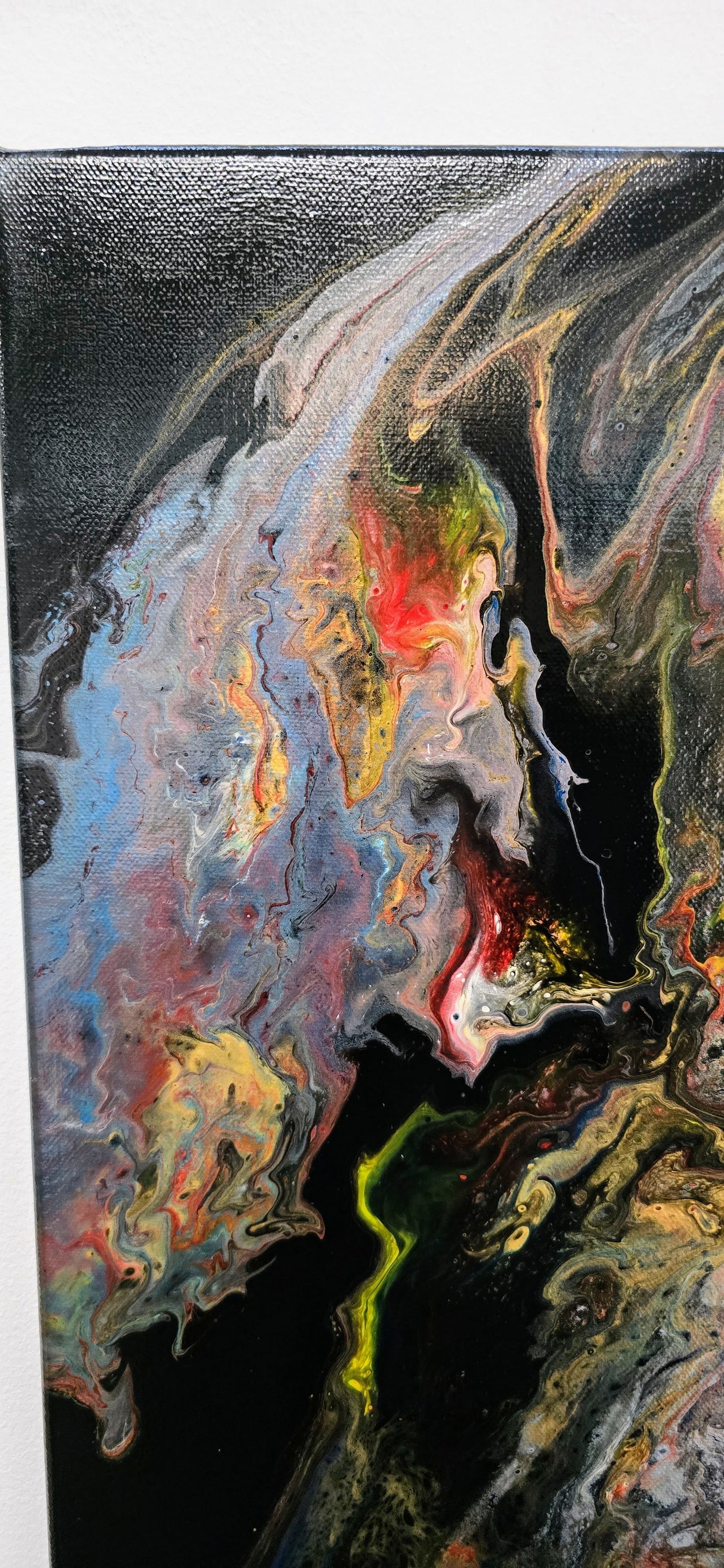 Erupcja Ciemności – Obraz Abstrakcyjny Pouring Art 40x50 cm