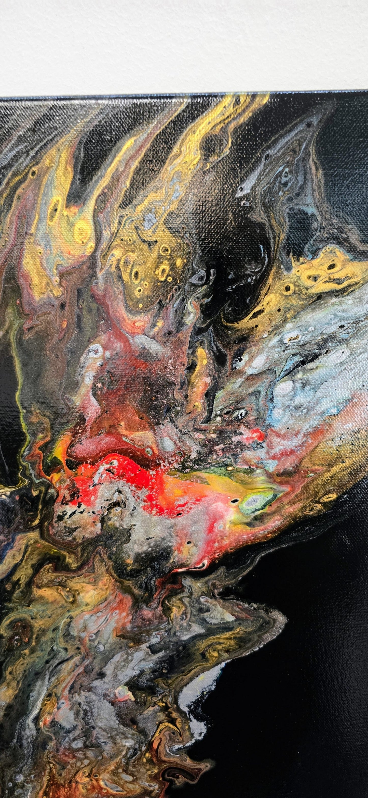 Erupcja Ciemności – Obraz Abstrakcyjny Pouring Art 40x50 cm