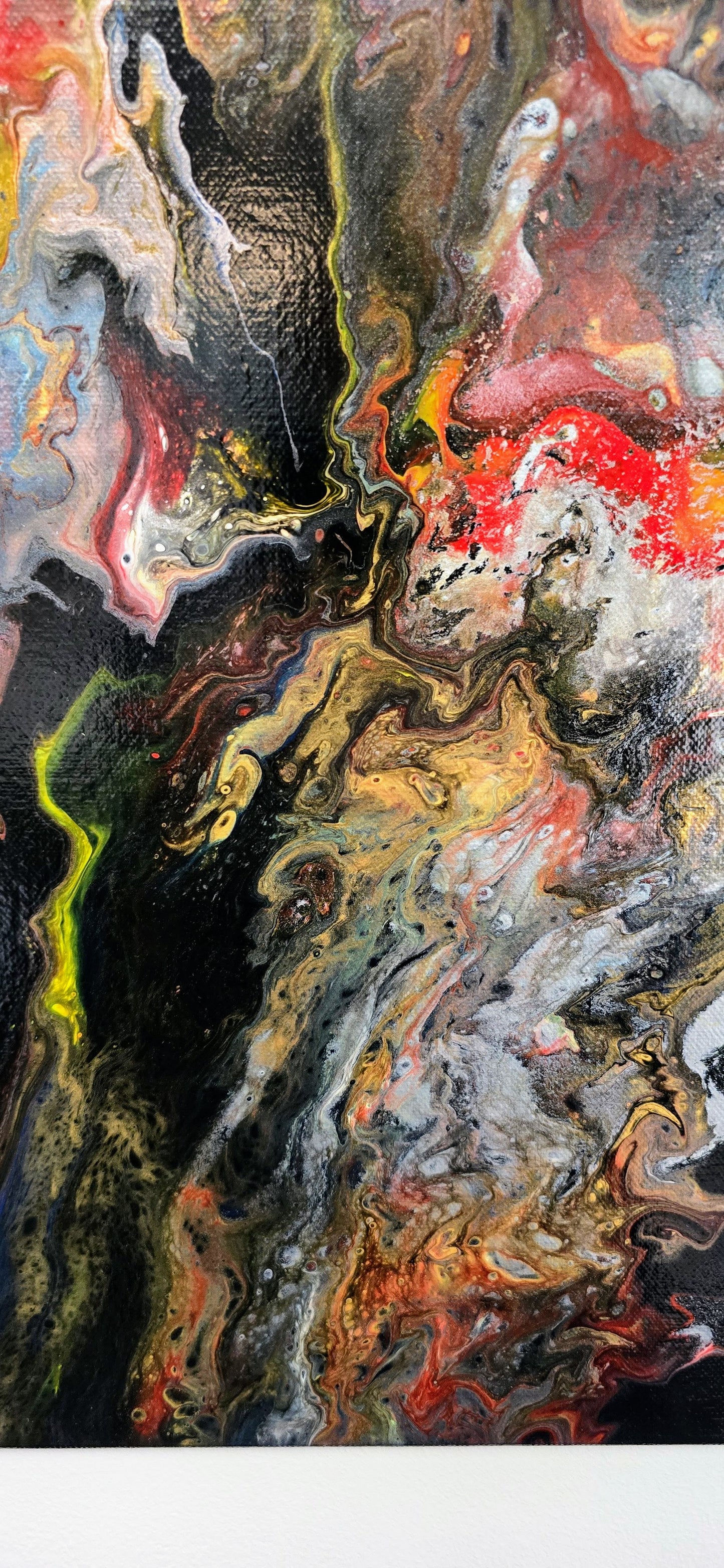 Erupcja Ciemności – Obraz Abstrakcyjny Pouring Art 40x50 cm