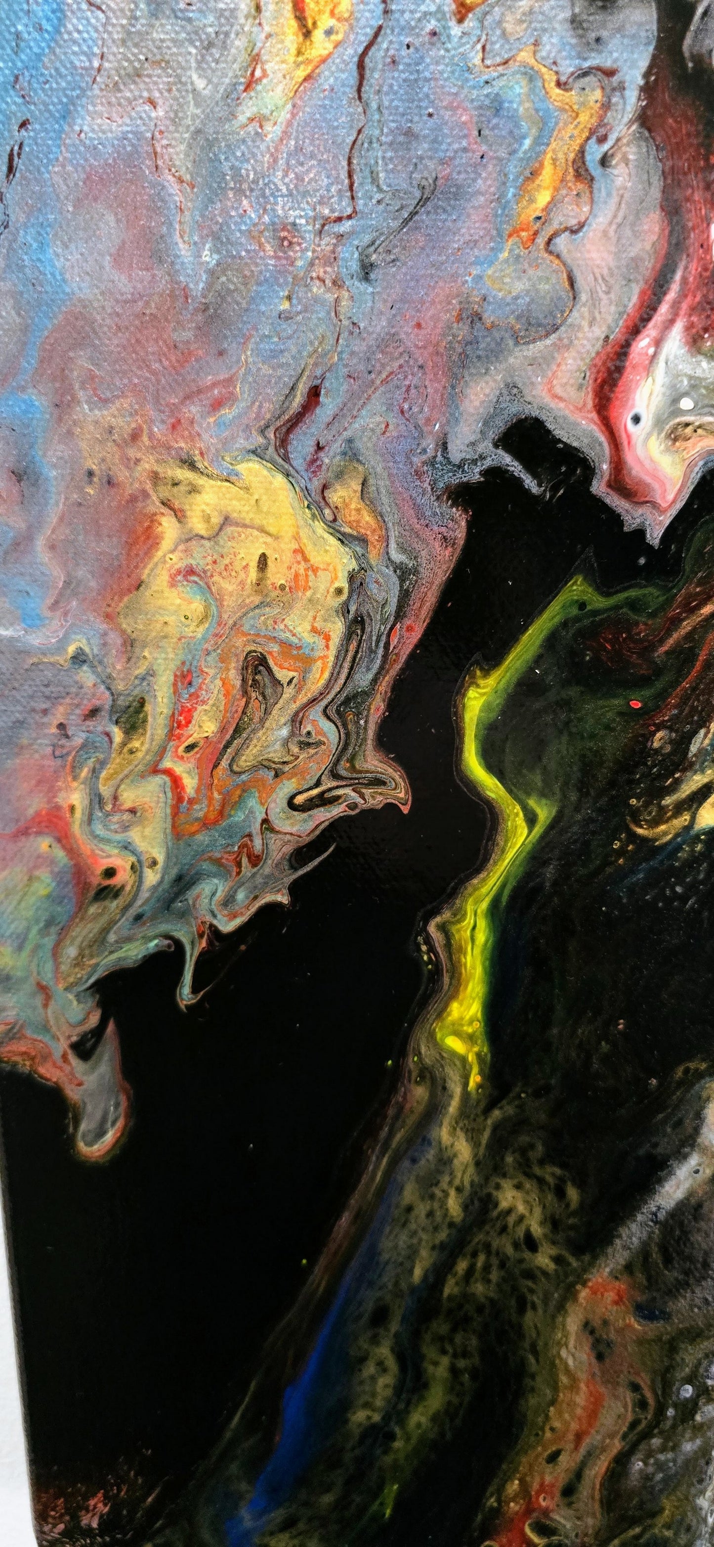 Erupcja Ciemności – Obraz Abstrakcyjny Pouring Art 40x50 cm