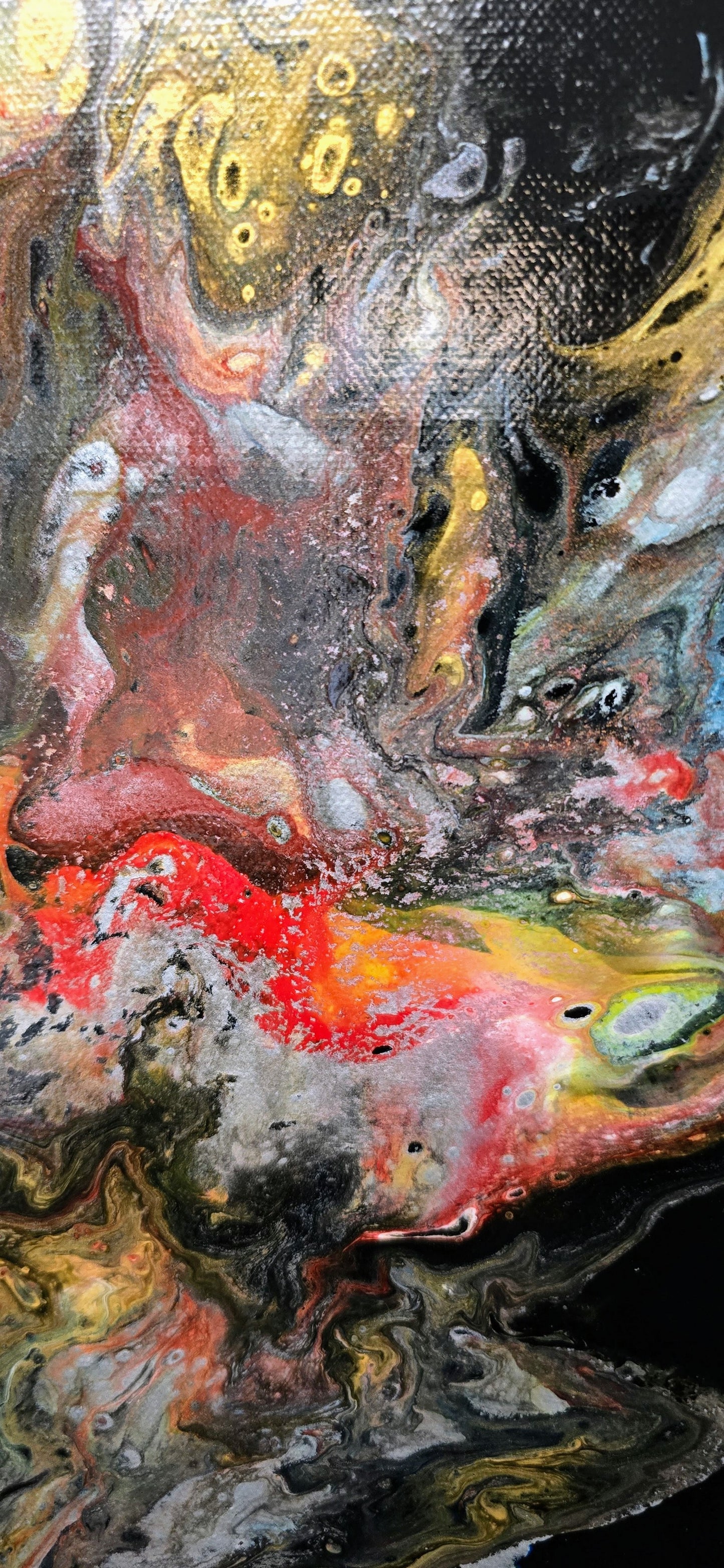 Erupcja Ciemności – Obraz Abstrakcyjny Pouring Art 40x50 cm