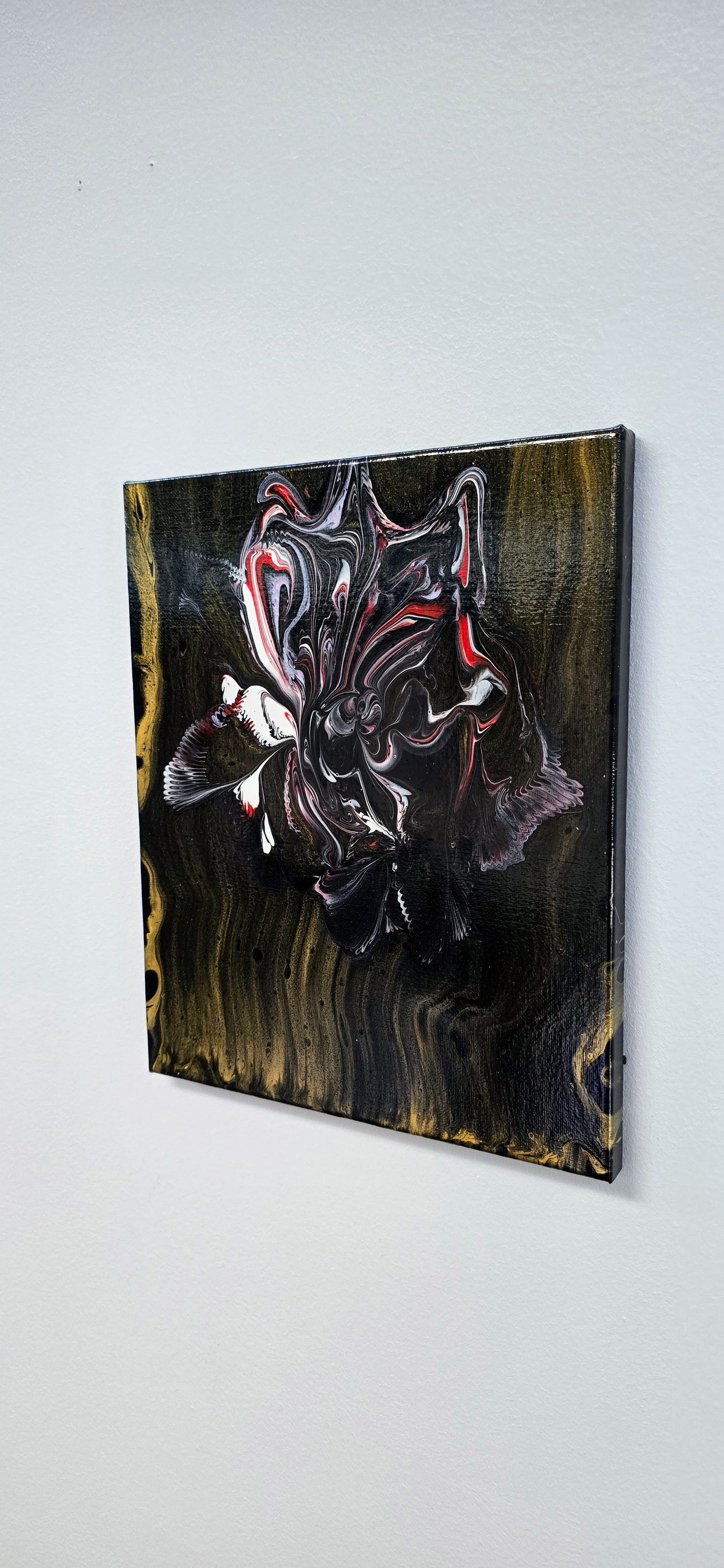 Kwiat Nocy – Obraz Abstrakcyjny Pouring Art 25x30 cm