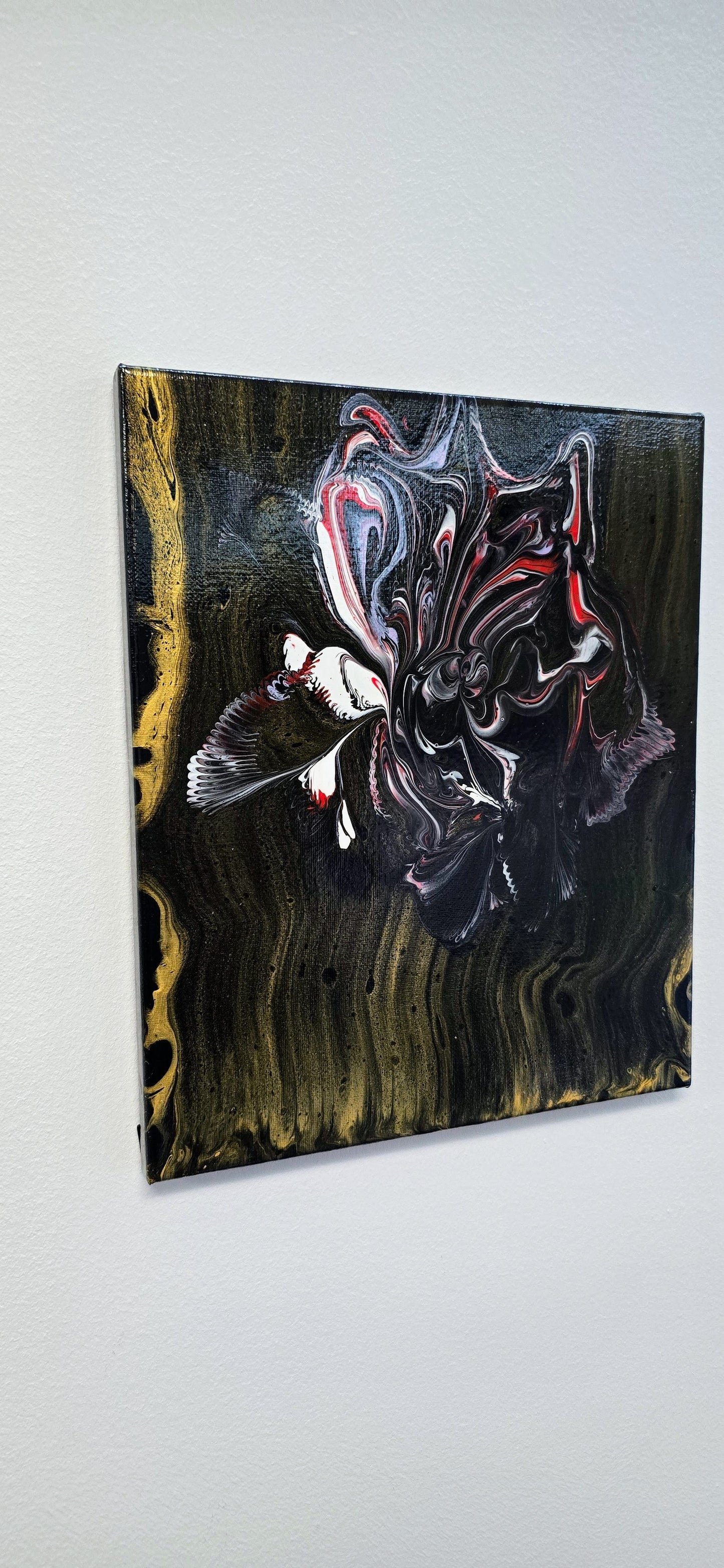 Kwiat Nocy – Obraz Abstrakcyjny Pouring Art 25x30 cm