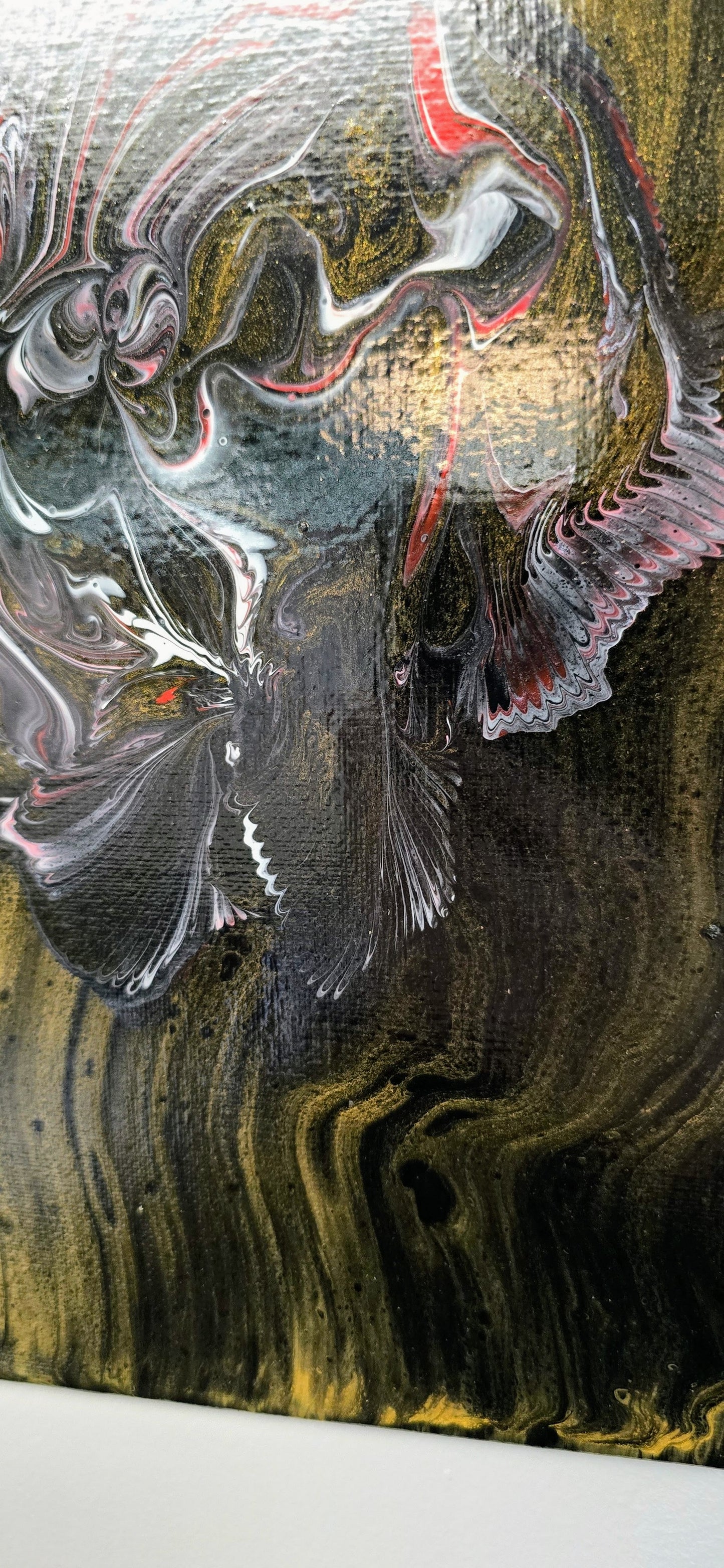 Kwiat Nocy – Obraz Abstrakcyjny Pouring Art 25x30 cm