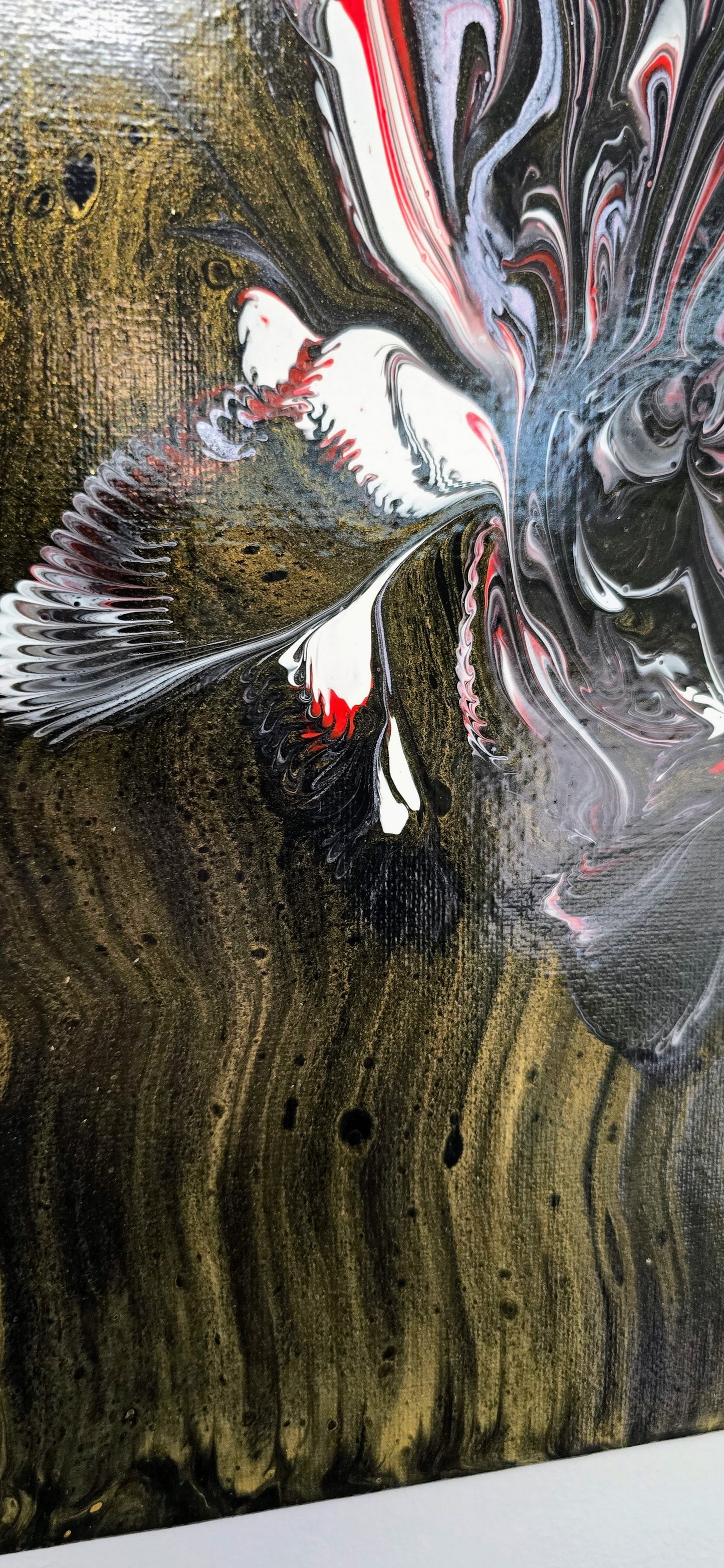 Kwiat Nocy – Obraz Abstrakcyjny Pouring Art 25x30 cm