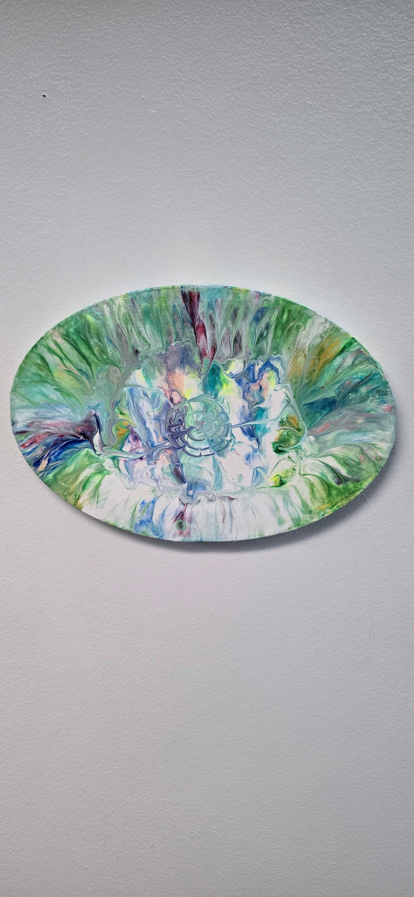 Spring Duo - Set of 2 Oval Pouring Art Paintings 20x30 cm