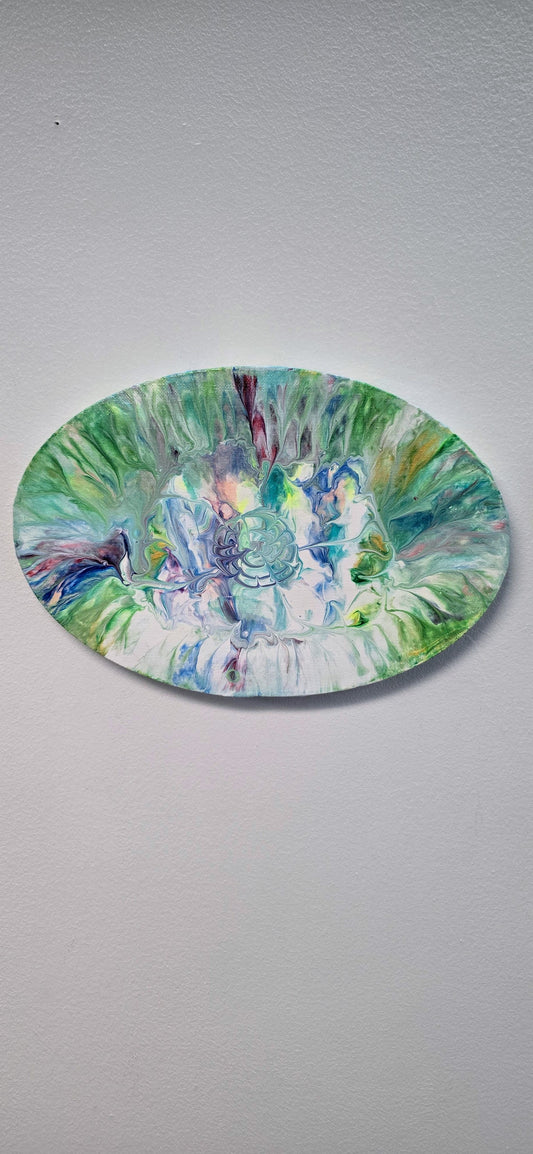 Spring Duo - Set of 2 Oval Pouring Art Paintings 20x30 cm