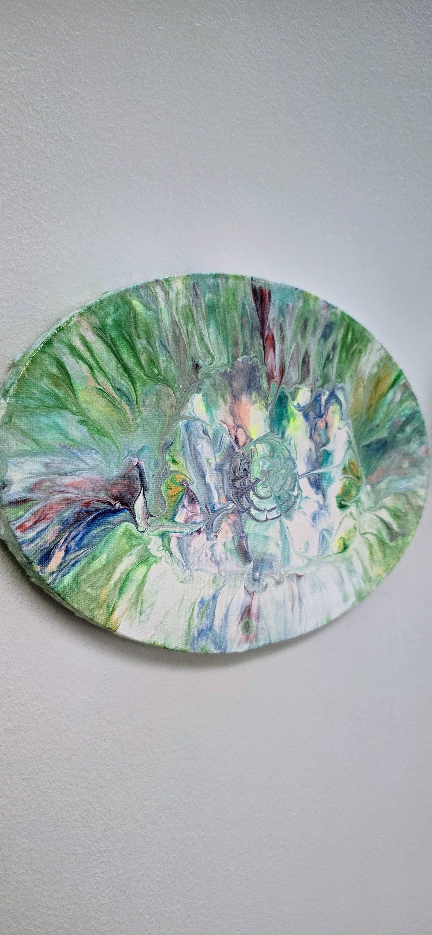 Spring Duo - Set of 2 Oval Pouring Art Paintings 20x30 cm