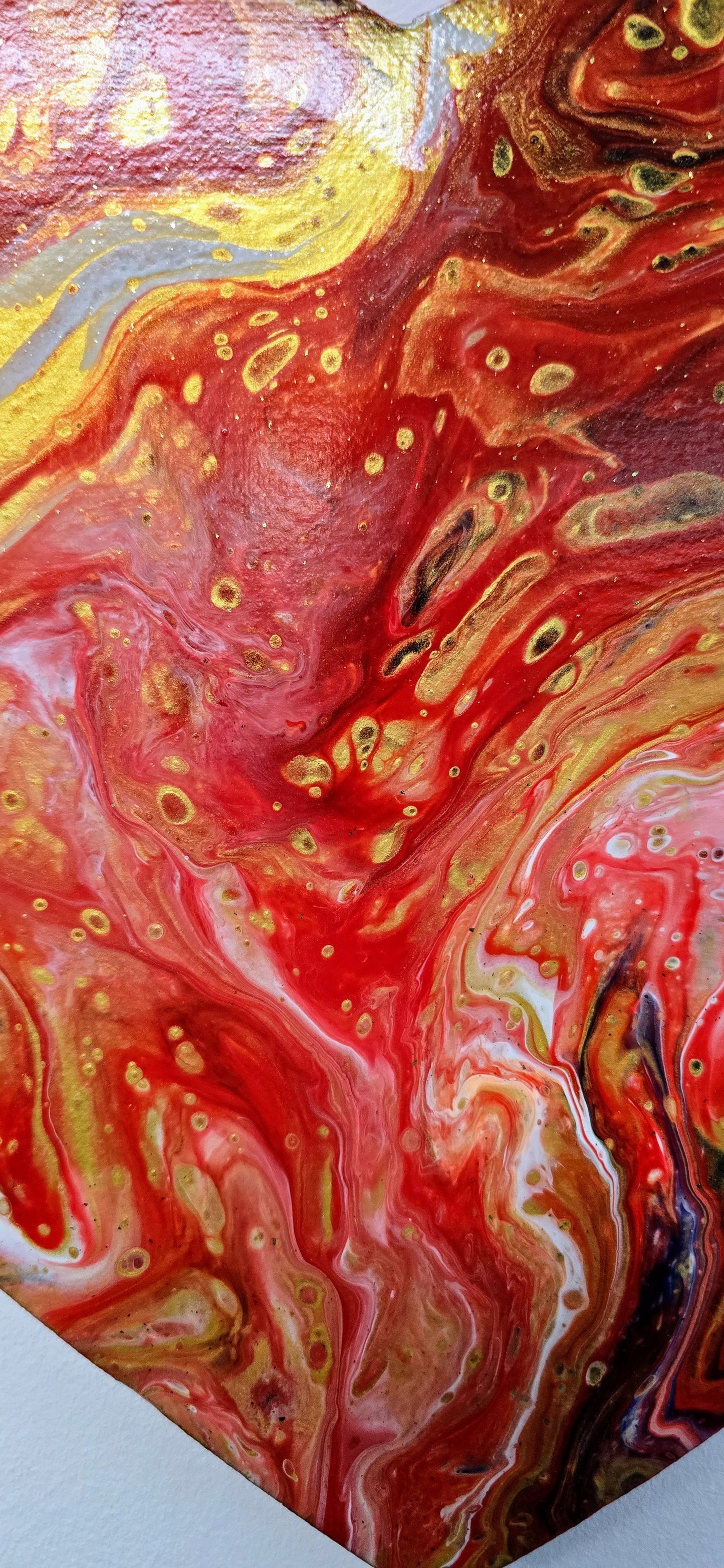 Serce z Lawy – Obraz Serce Pouring Art 29 cm