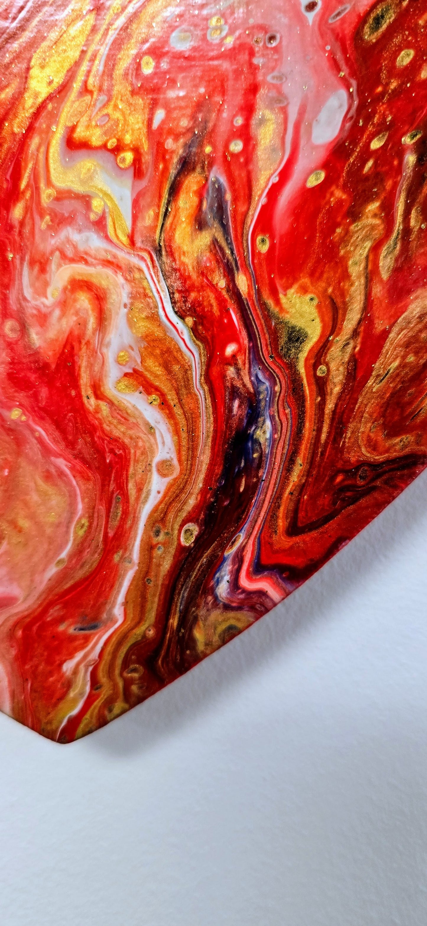 Serce z Lawy – Obraz Serce Pouring Art 29 cm