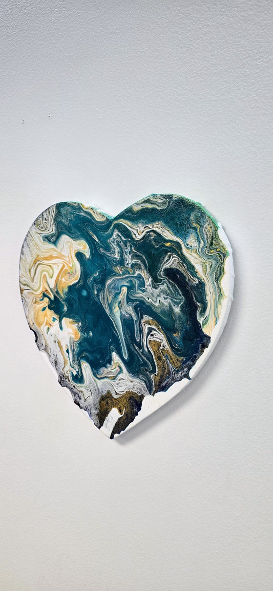 Oceaniczne Serce – Obraz Serce Pouring Art 29 cm