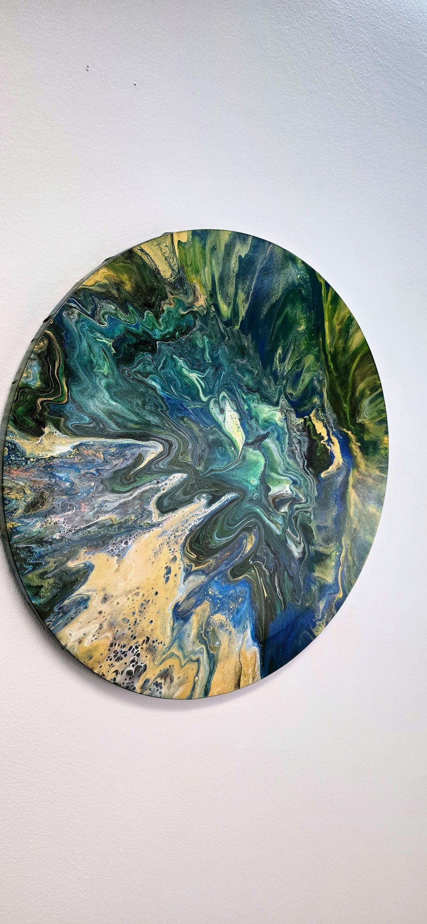Planeta Ziemia – Okrągły Obraz Abstrakcyjny Pouring Art 50 cm