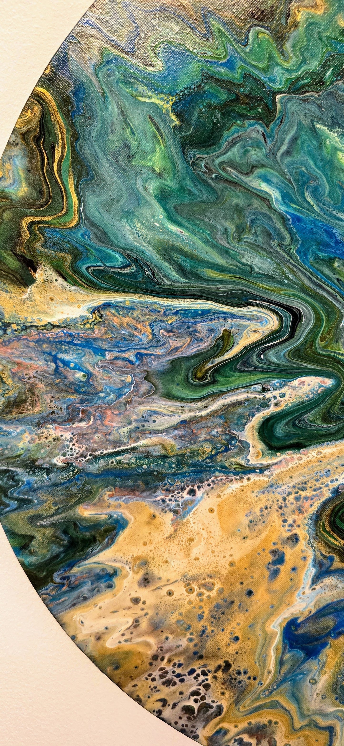 Planeta Ziemia – Okrągły Obraz Abstrakcyjny Pouring Art 50 cm
