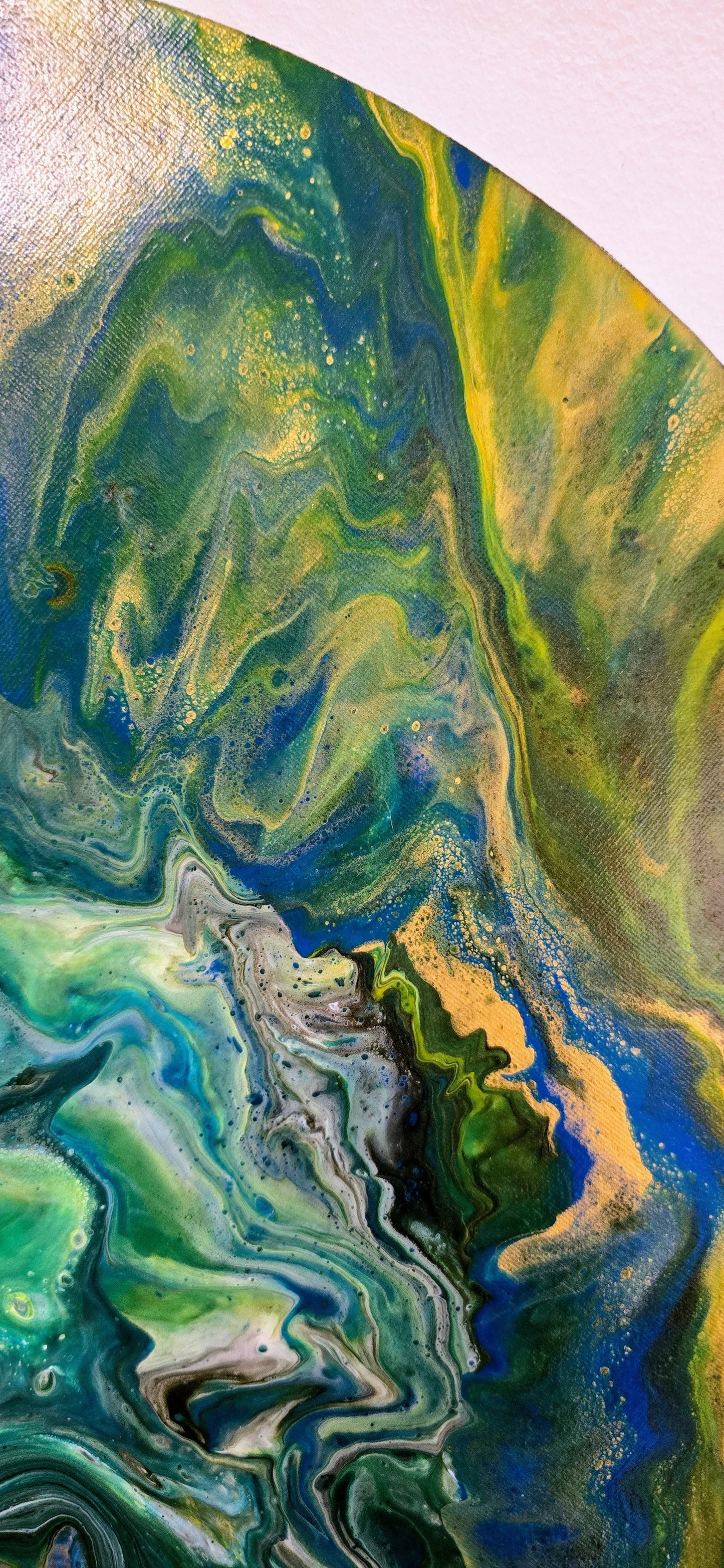 Planeta Ziemia – Okrągły Obraz Abstrakcyjny Pouring Art 50 cm
