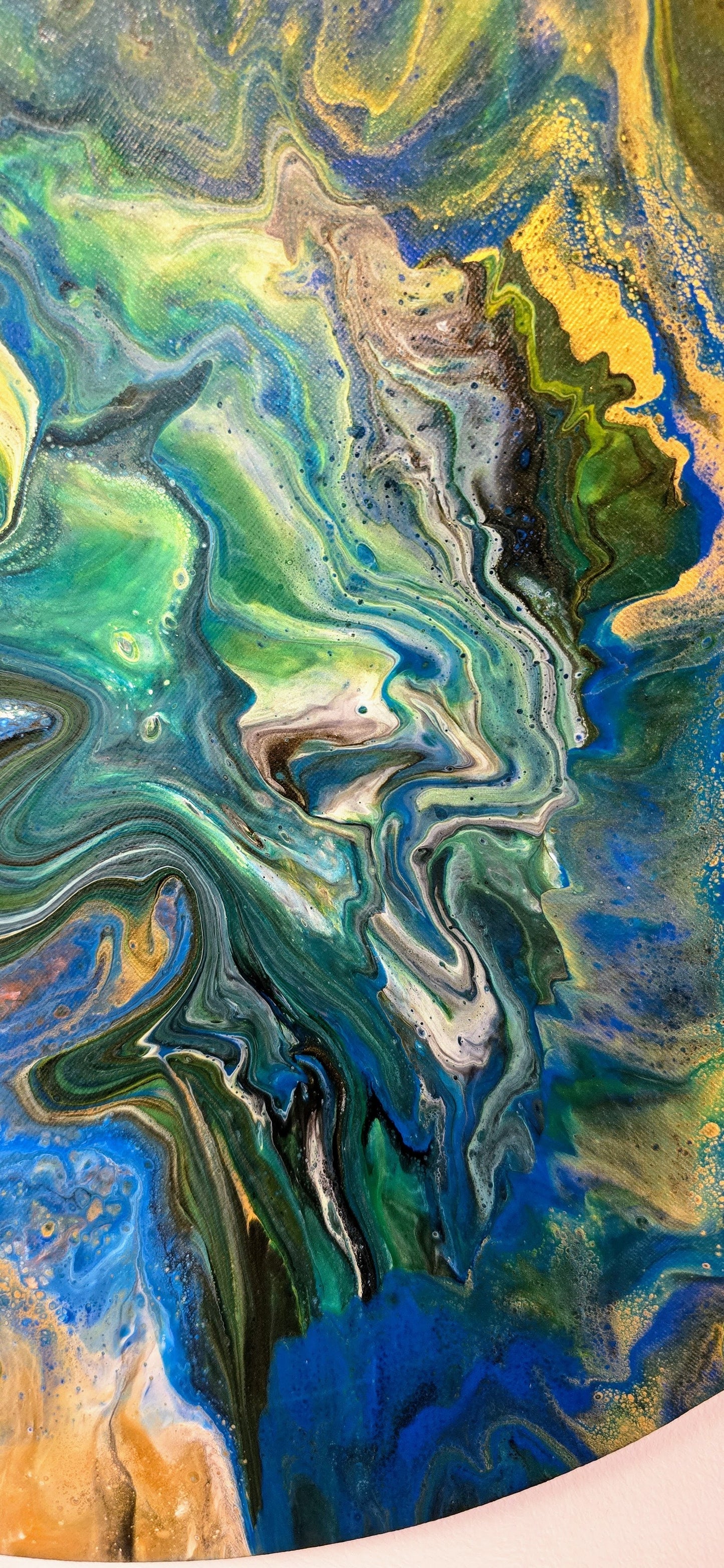Planeta Ziemia – Okrągły Obraz Abstrakcyjny Pouring Art 50 cm