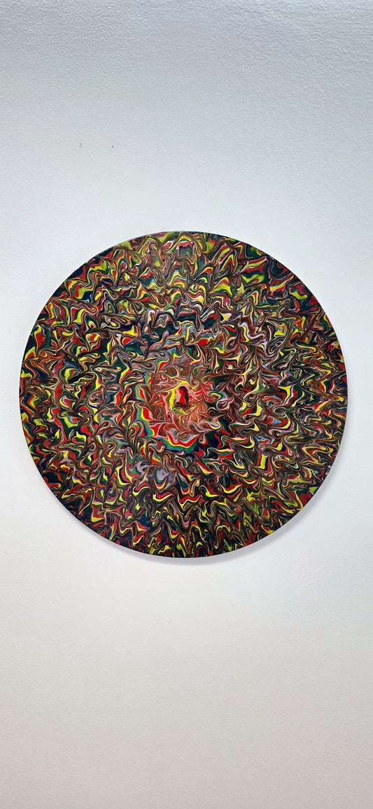Moja Dakini – Okrągły Obraz Mixed Media Pouring Art 50 cm