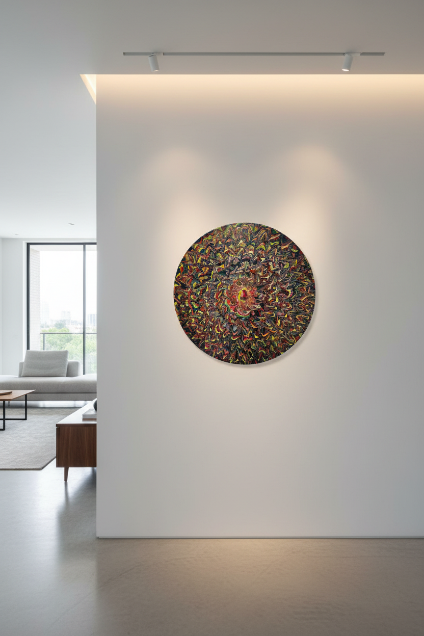 Moja Dakini – Okrągły Obraz Mixed Media Pouring Art 50 cm