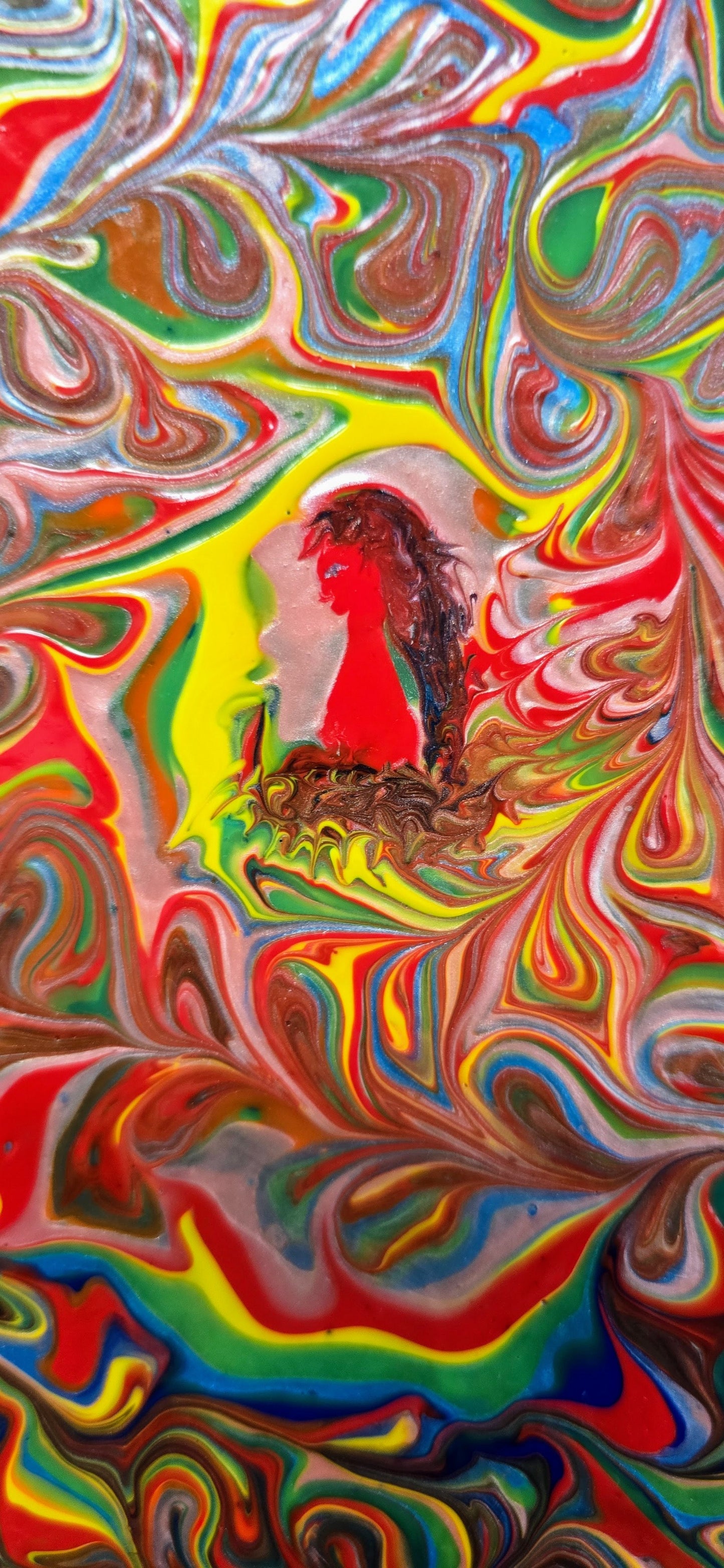 Moja Dakini – Okrągły Obraz Mixed Media Pouring Art 50 cm