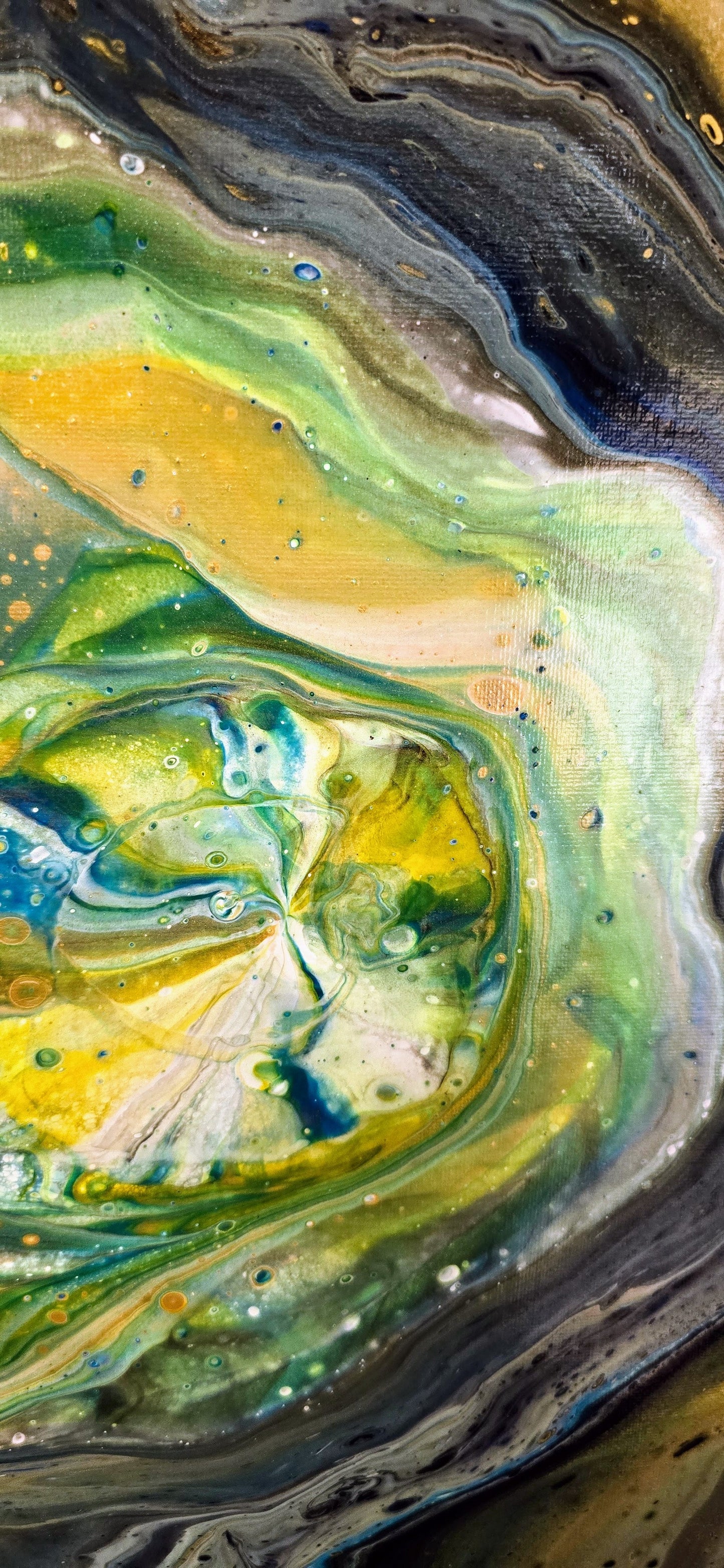 Oko Gazowego Giganta – Okrągły Obraz Abstrakcyjny Pouring Art 50 cm