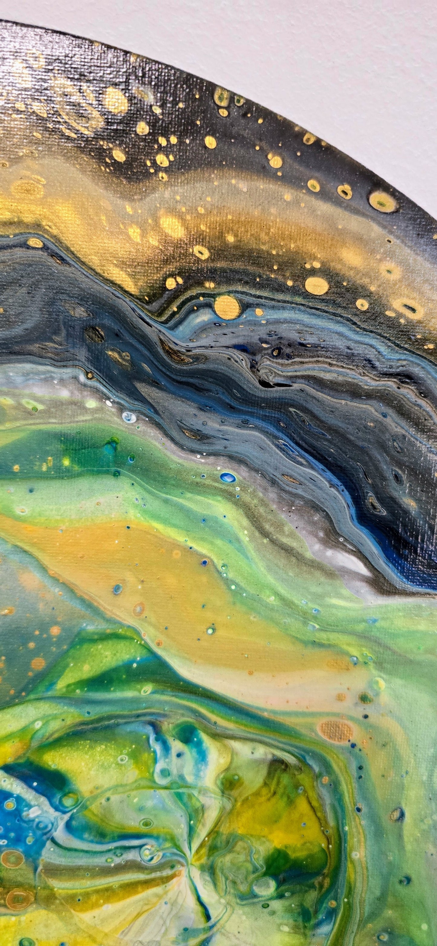 Oko Gazowego Giganta – Okrągły Obraz Abstrakcyjny Pouring Art 50 cm