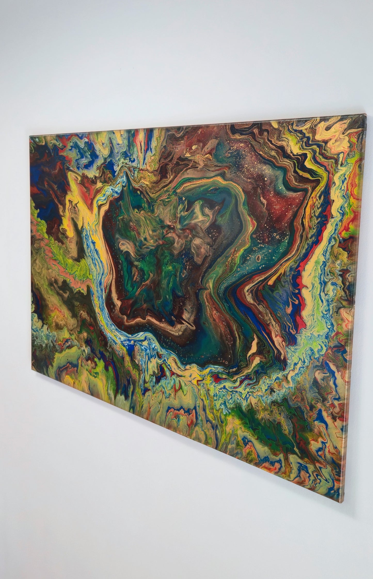 Narodziny Świata – Obraz Abstrakcyjny Pouring Art 70x100 cm
