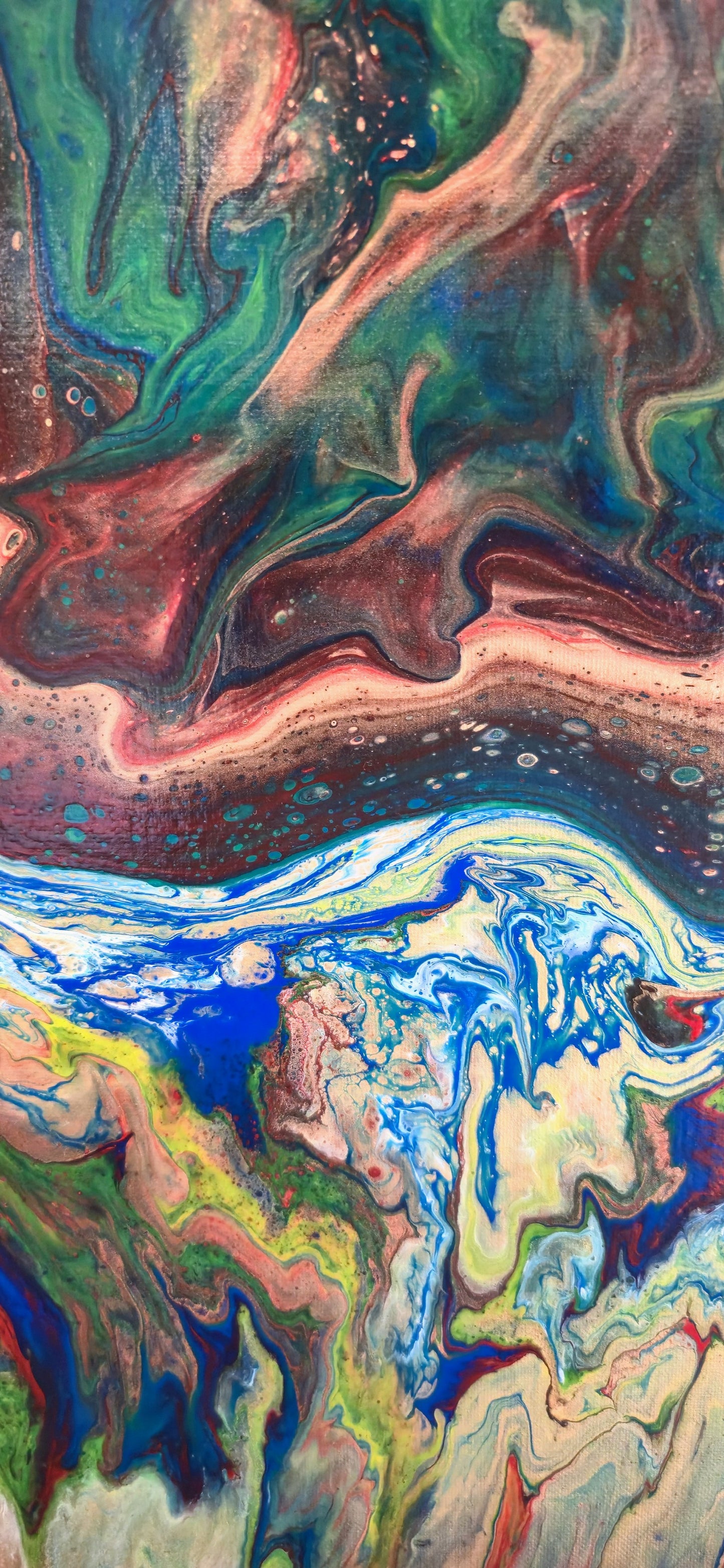 Narodziny Świata – Obraz Abstrakcyjny Pouring Art 70x100 cm