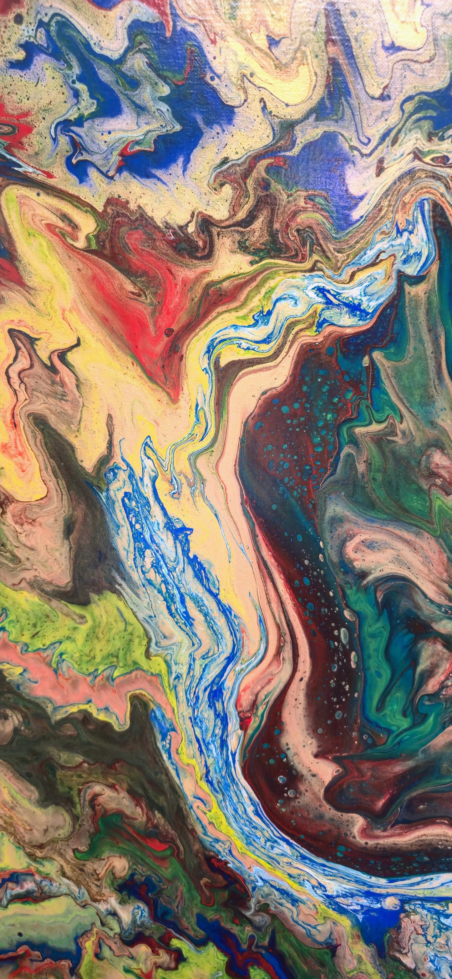 Narodziny Świata – Obraz Abstrakcyjny Pouring Art 70x100 cm
