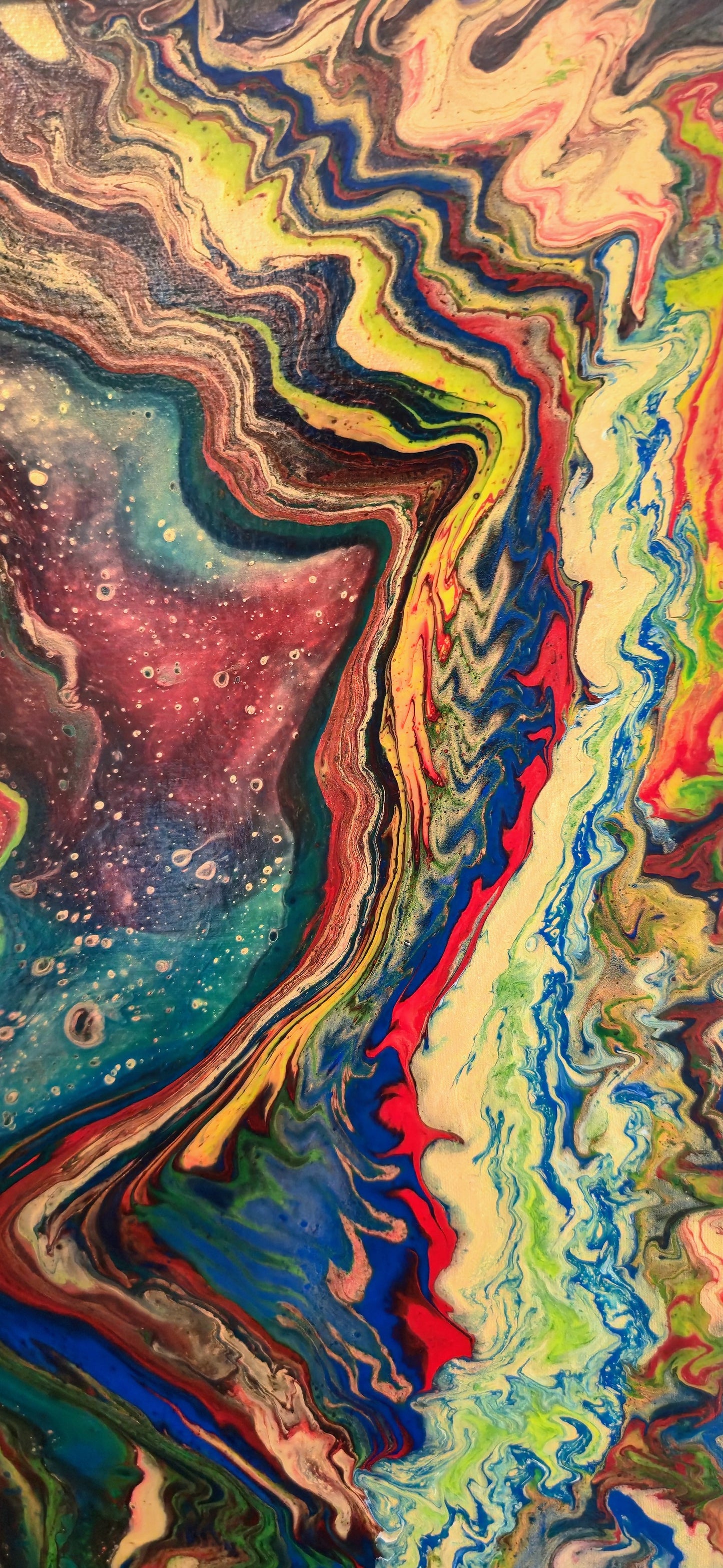 Narodziny Świata – Obraz Abstrakcyjny Pouring Art 70x100 cm