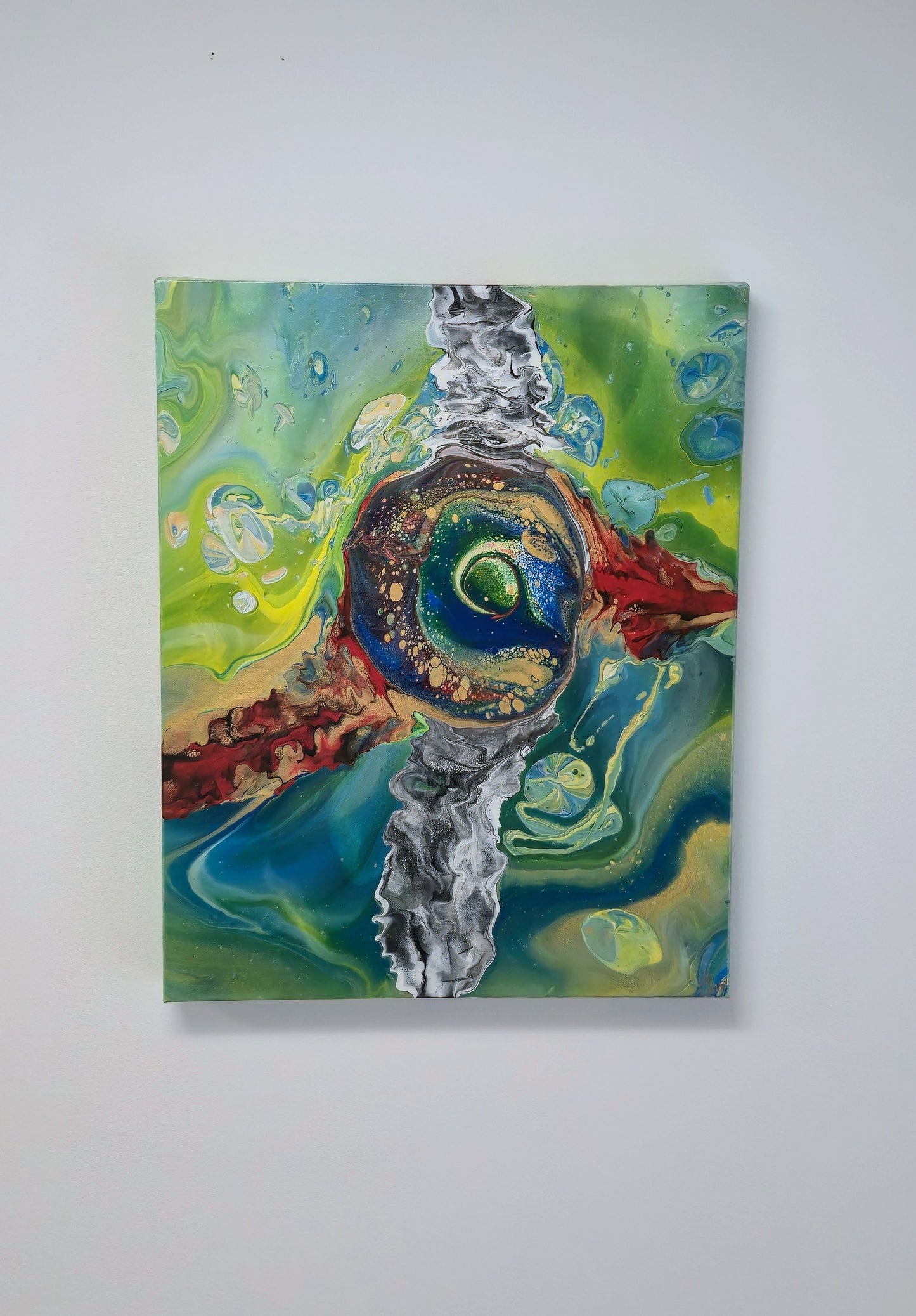 Oko Smoka – Zielone – Obraz Abstrakcyjny Pouring Art 40x50 cm