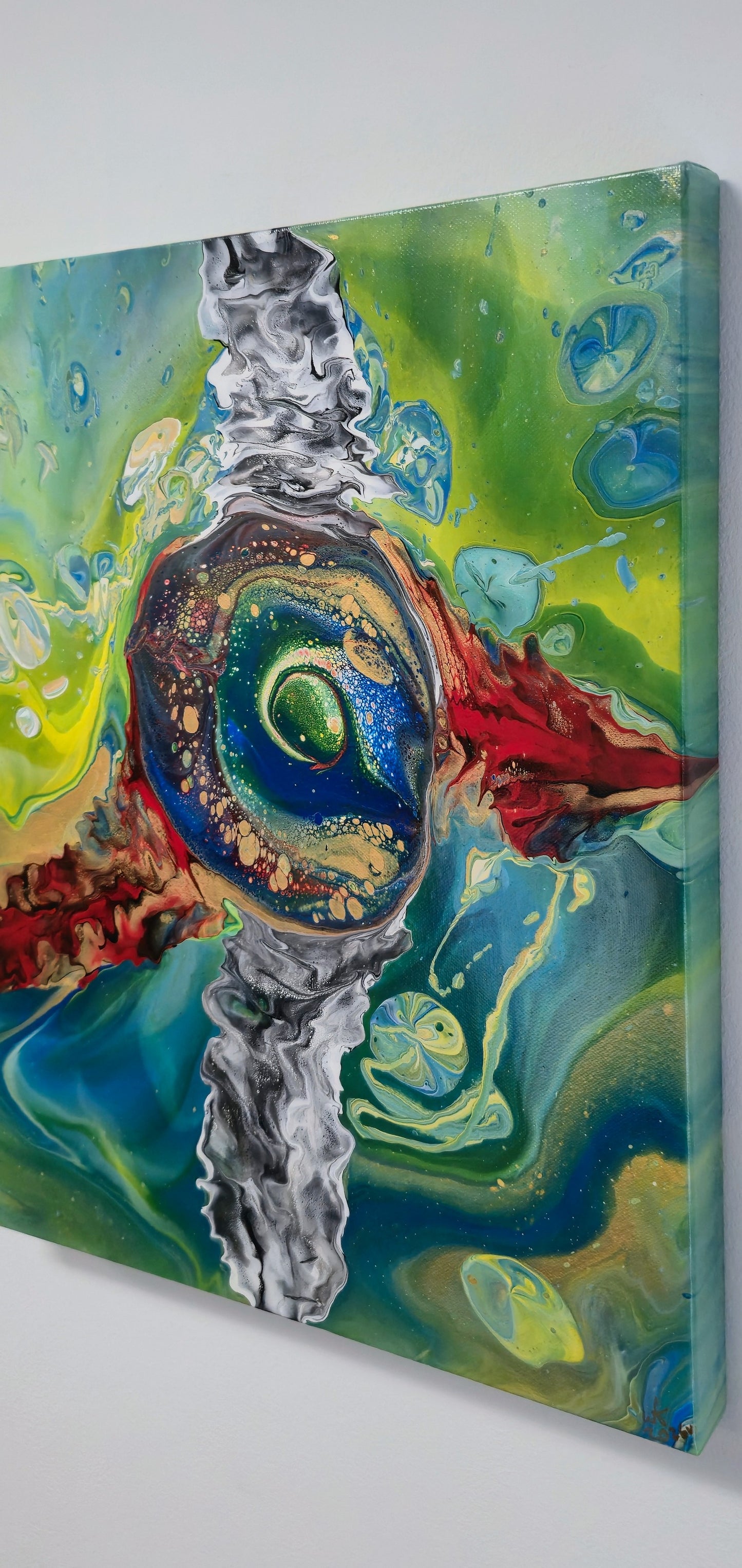 Oko Smoka – Zielone – Obraz Abstrakcyjny Pouring Art 40x50 cm