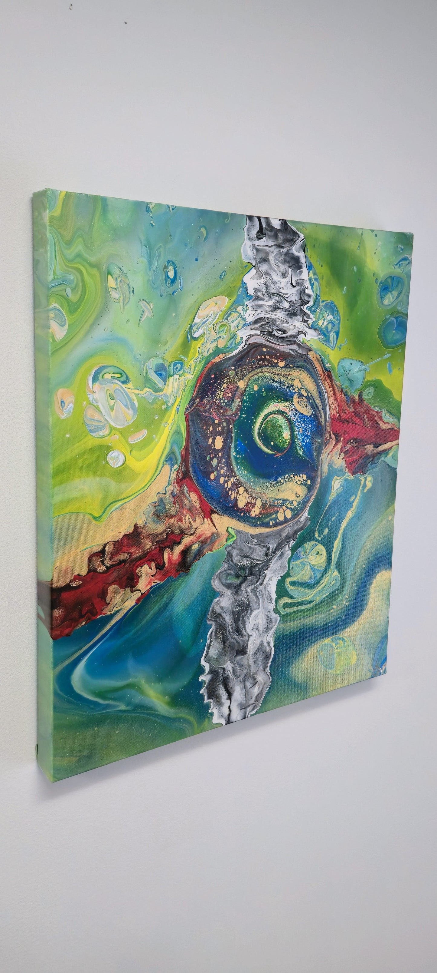Oko Smoka – Zielone – Obraz Abstrakcyjny Pouring Art 40x50 cm