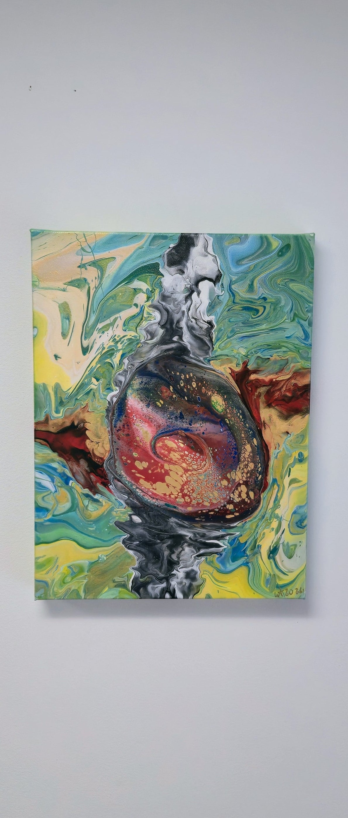 Oko Smoka – Czerwone – Obraz Abstrakcyjny Pouring Art 30x40 cm