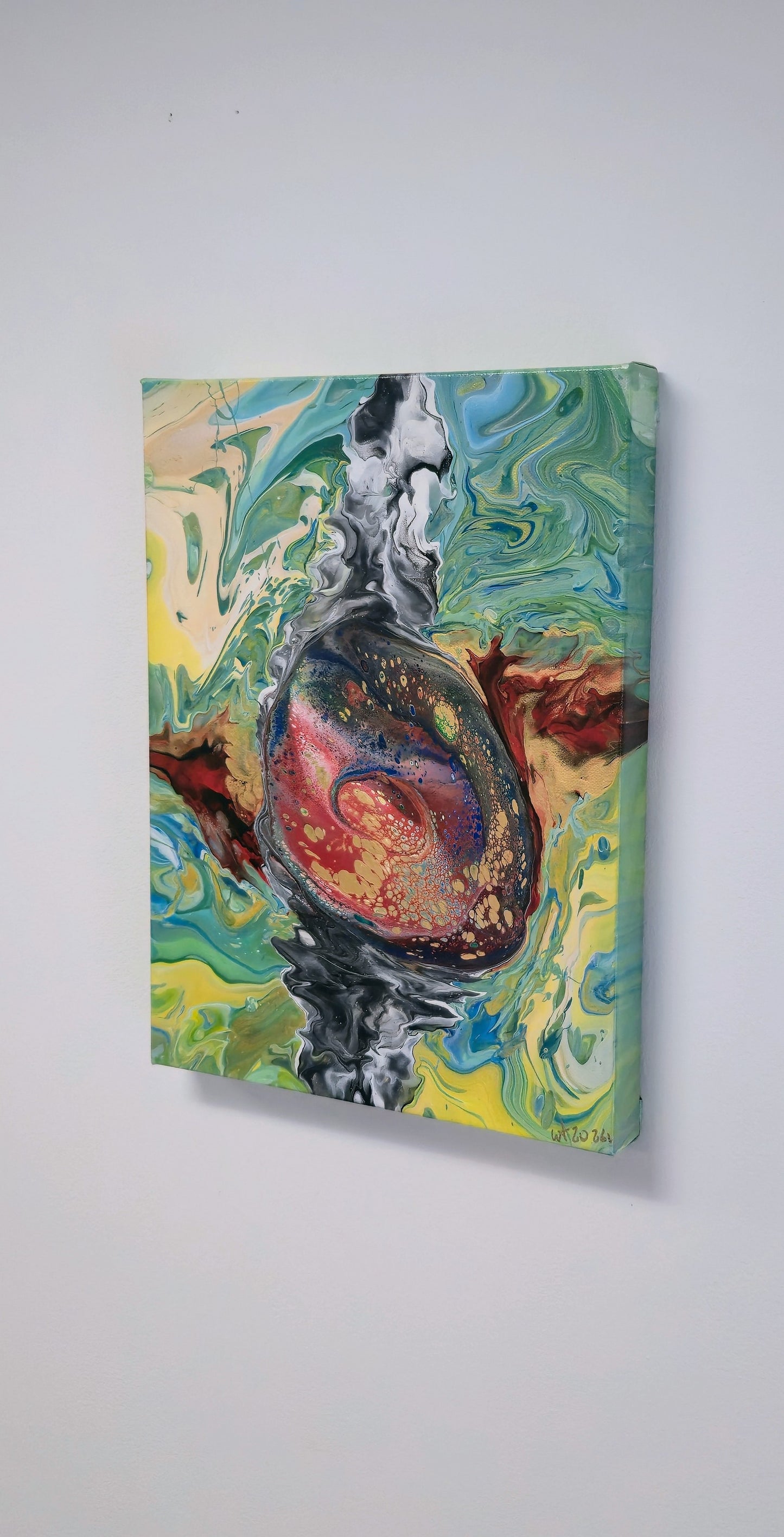 Oko Smoka – Czerwone – Obraz Abstrakcyjny Pouring Art 30x40 cm