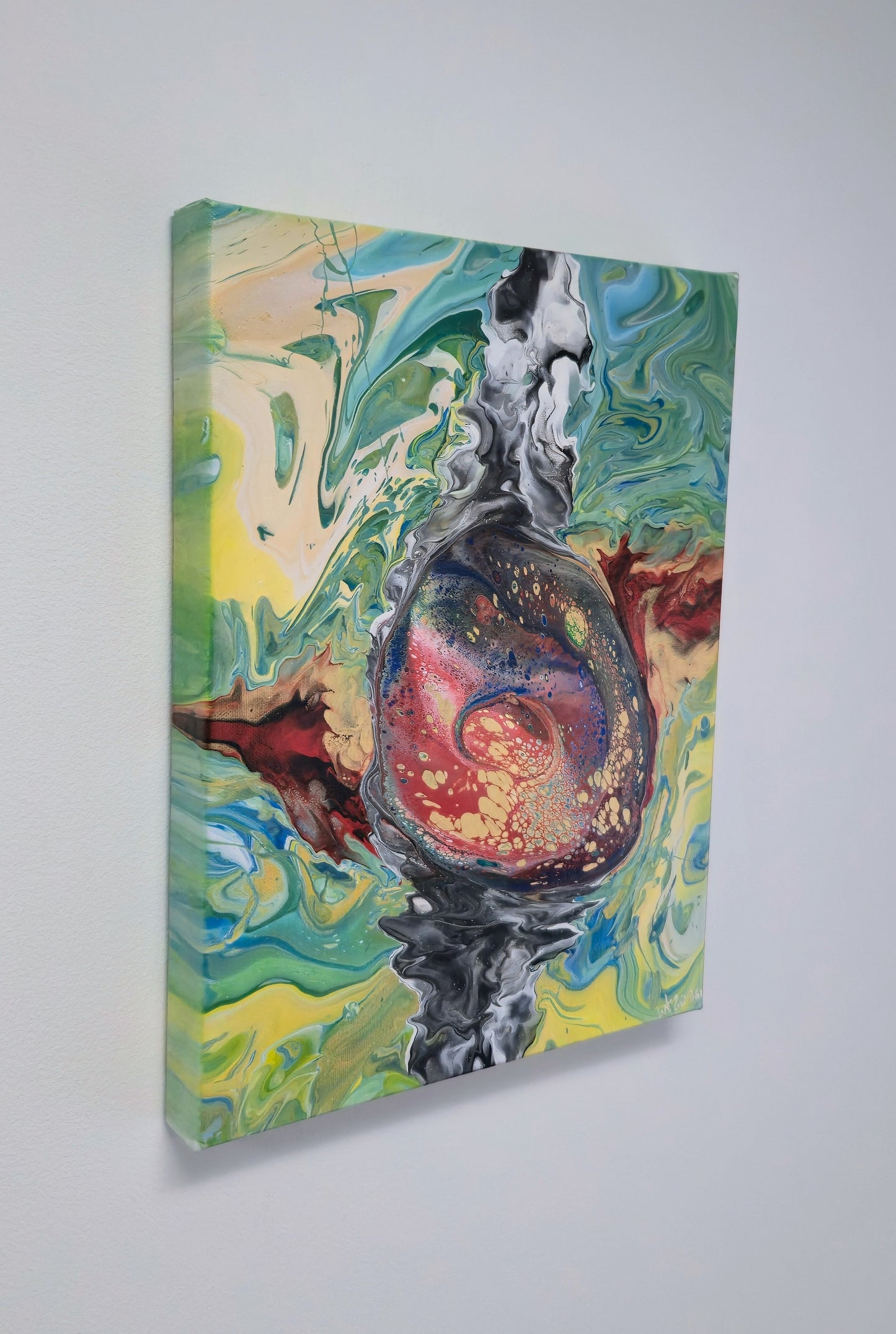 Oko Smoka – Czerwone – Obraz Abstrakcyjny Pouring Art 30x40 cm