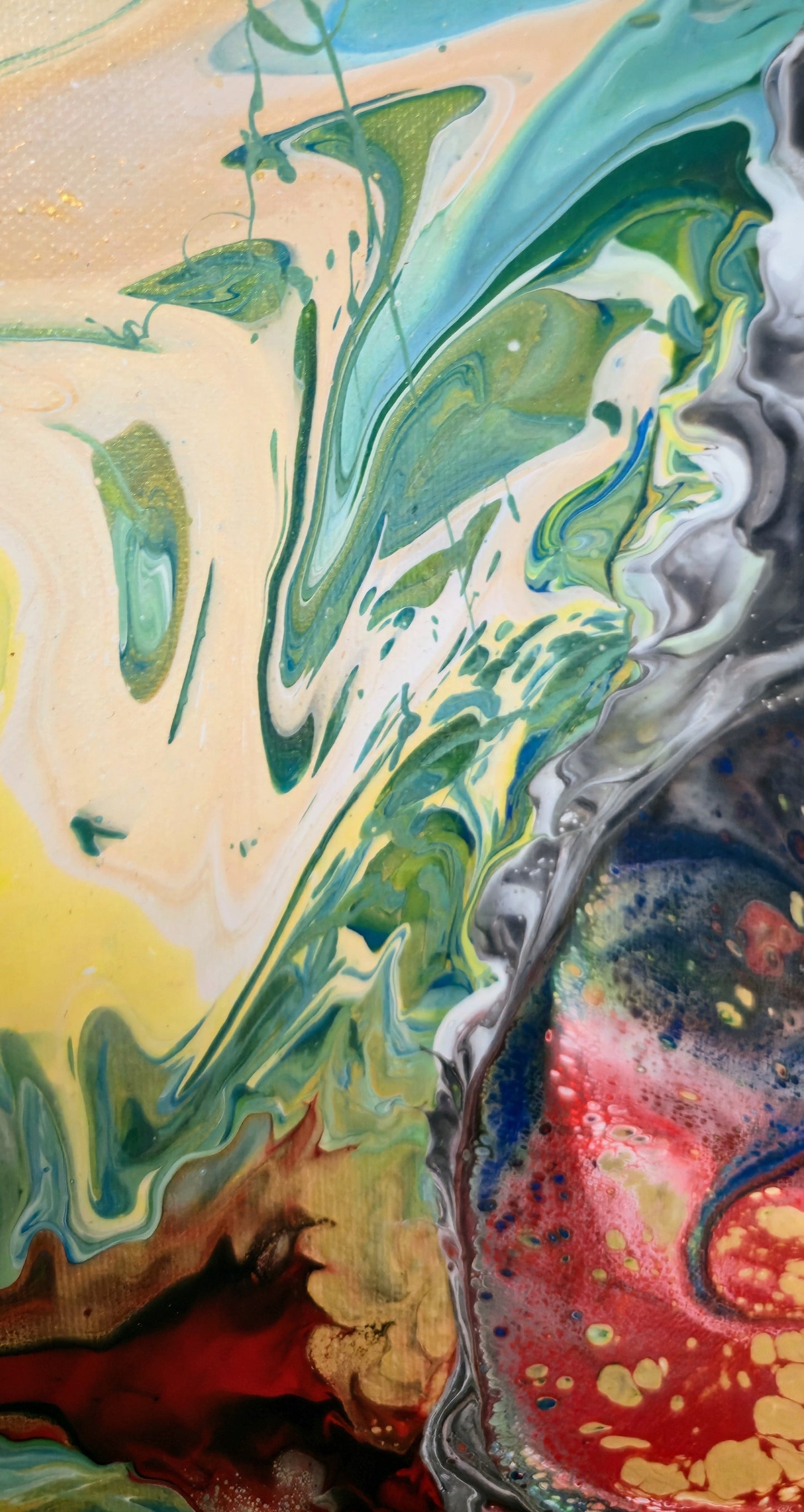 Oko Smoka – Czerwone – Obraz Abstrakcyjny Pouring Art 30x40 cm