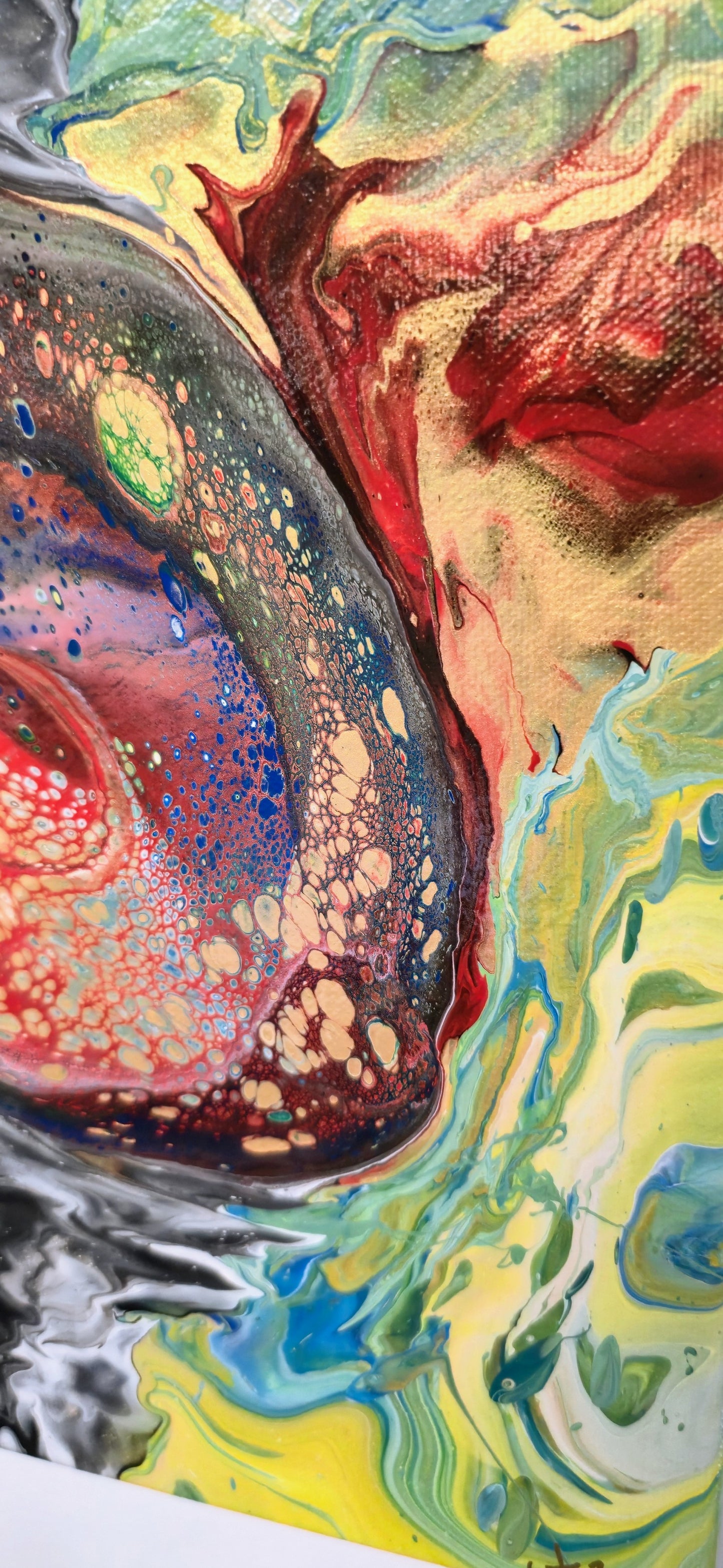 Oko Smoka – Czerwone – Obraz Abstrakcyjny Pouring Art 30x40 cm