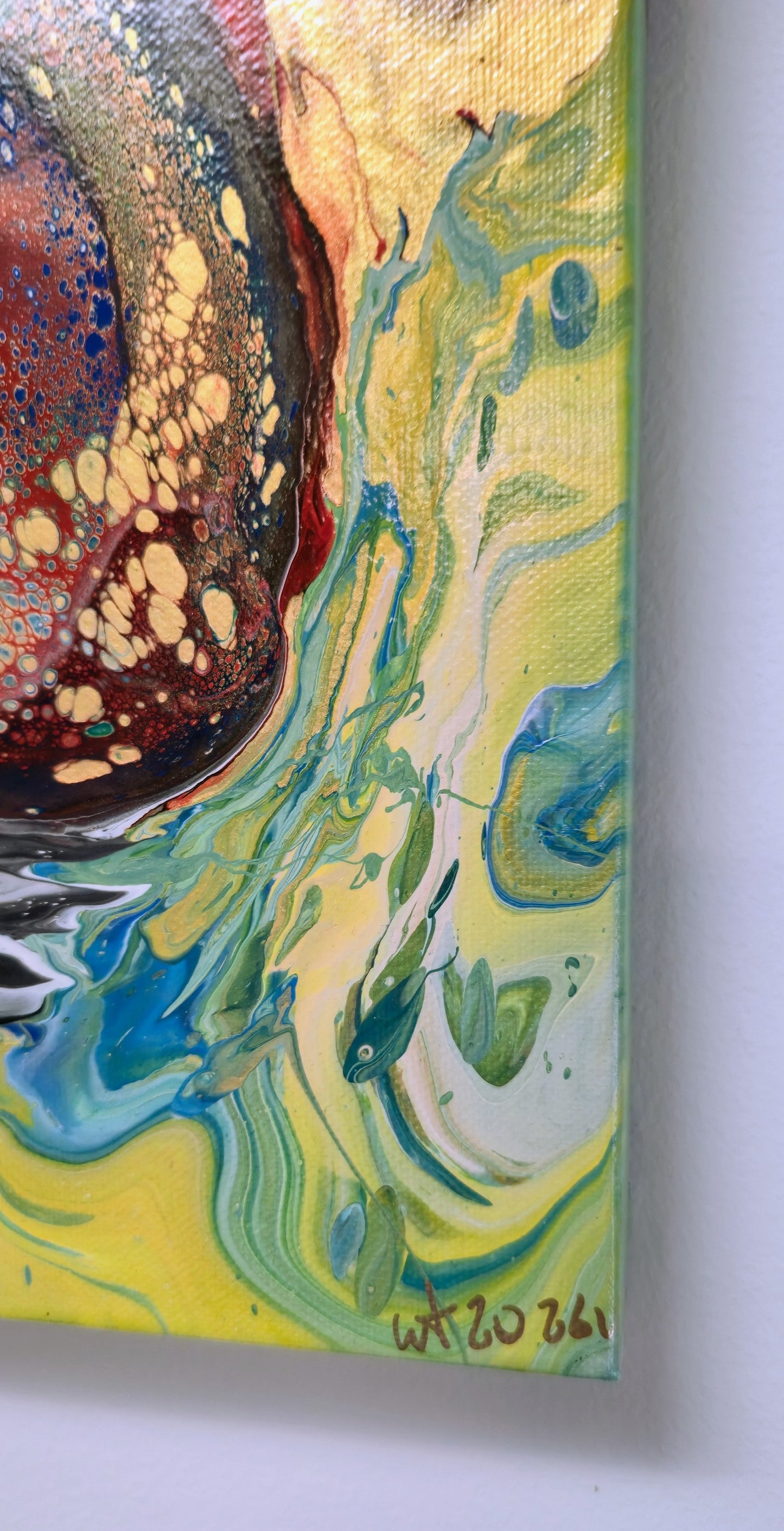 Oko Smoka – Czerwone – Obraz Abstrakcyjny Pouring Art 30x40 cm