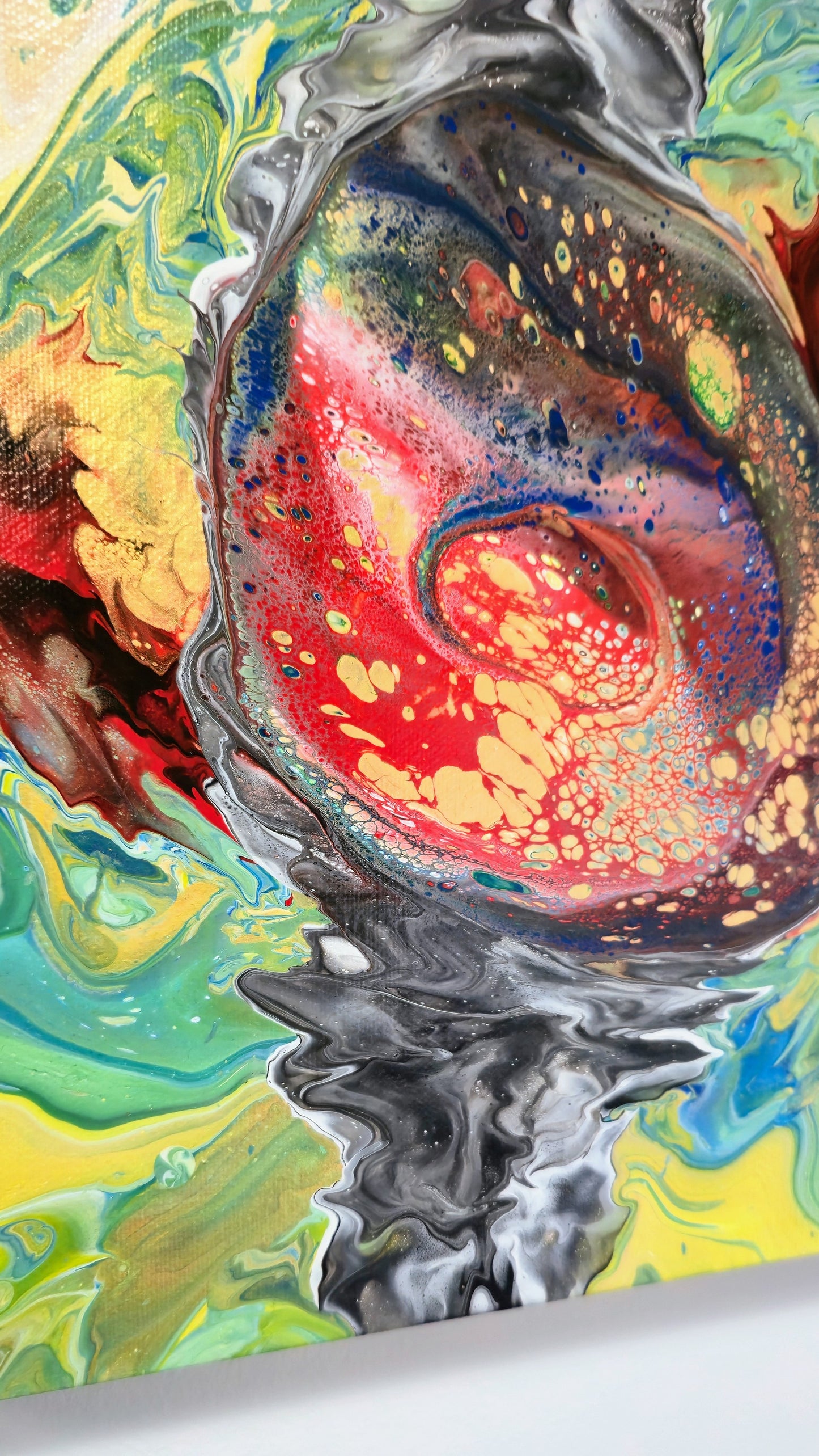 Oko Smoka – Czerwone – Obraz Abstrakcyjny Pouring Art 30x40 cm