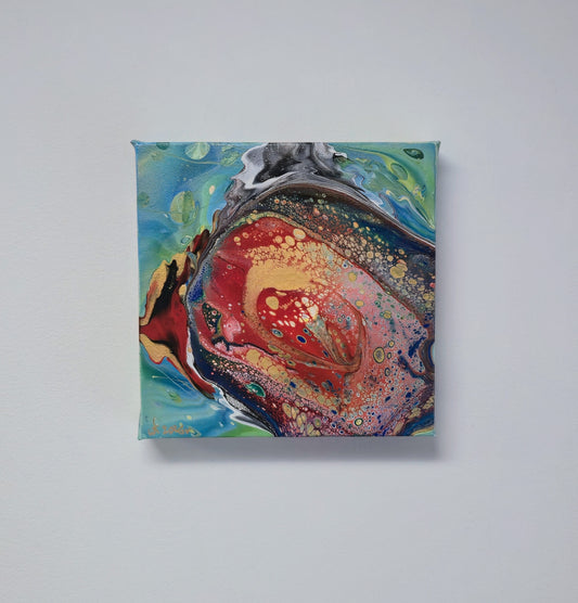 Oko Smoka – Małe – Obraz Abstrakcyjny Pouring Art 20x20 cm